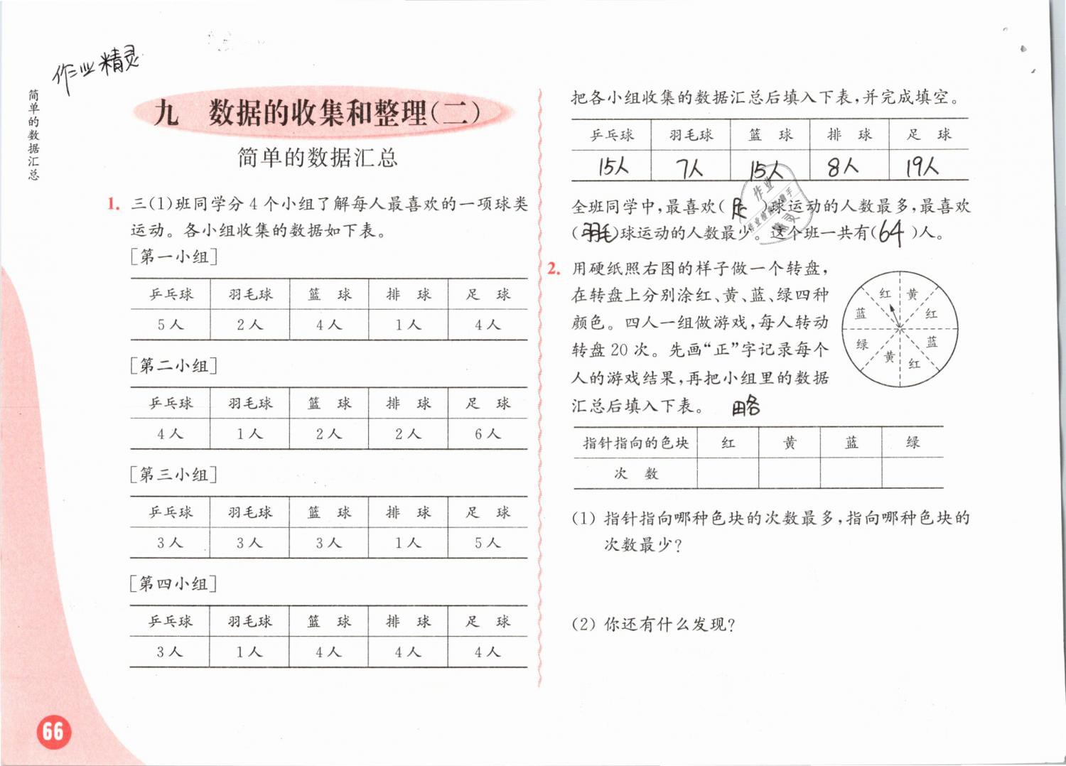 2019年練習(xí)與測試小學(xué)數(shù)學(xué)三年級下冊蘇教版彩色版 參考答案第66頁