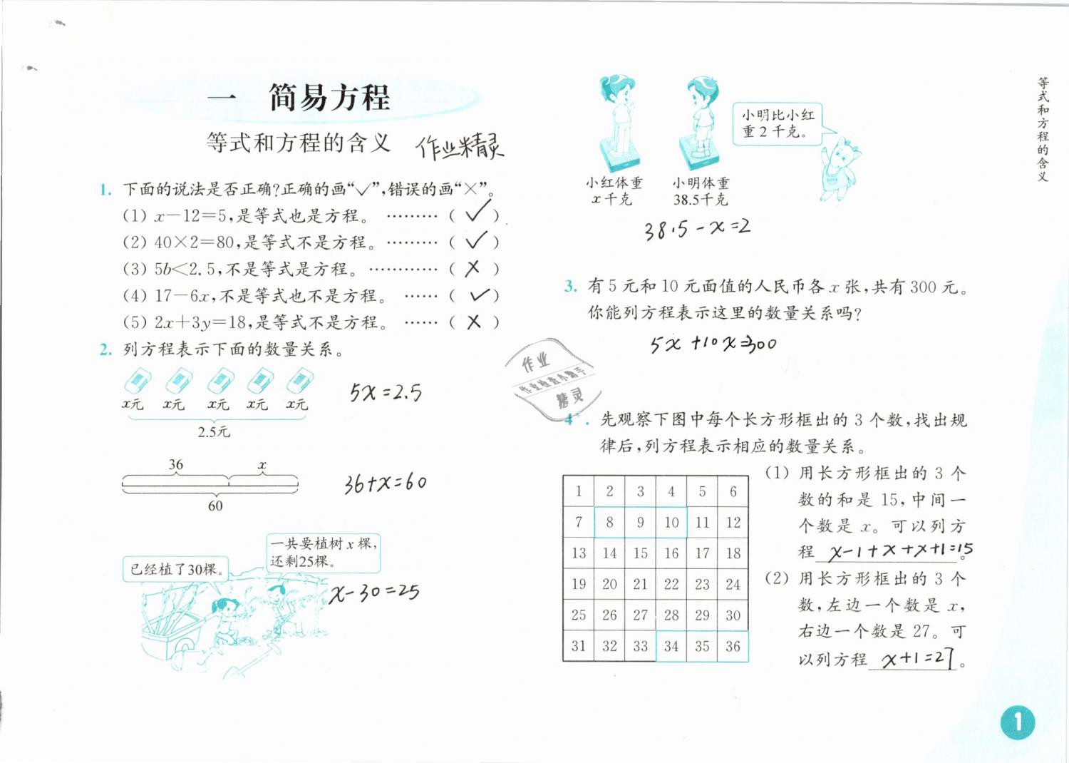 2020年練習(xí)與測試小學(xué)數(shù)學(xué)五年級下冊蘇教版 第1頁