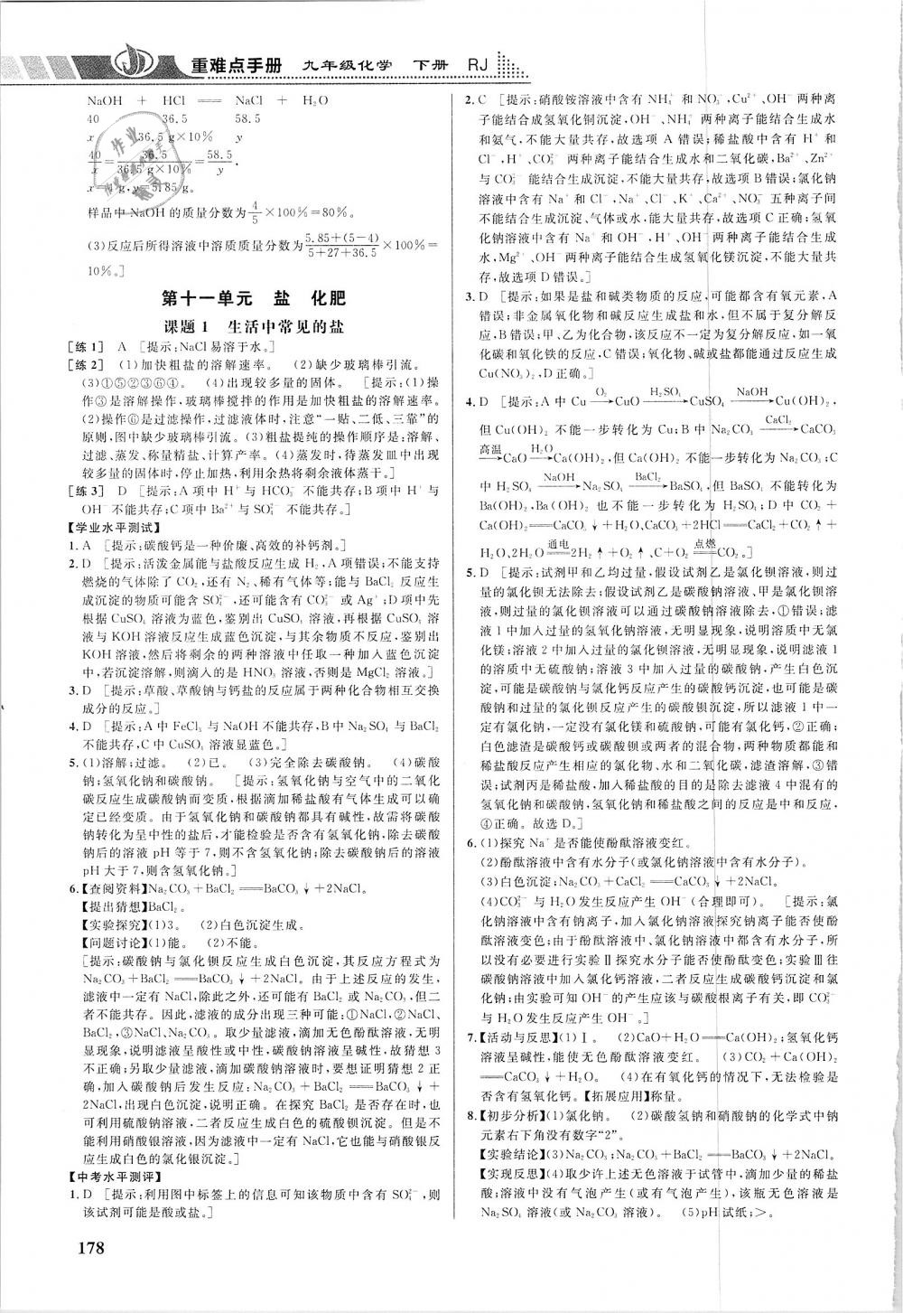 2019年重難點手冊九年級化學(xué)下冊人教版 第11頁