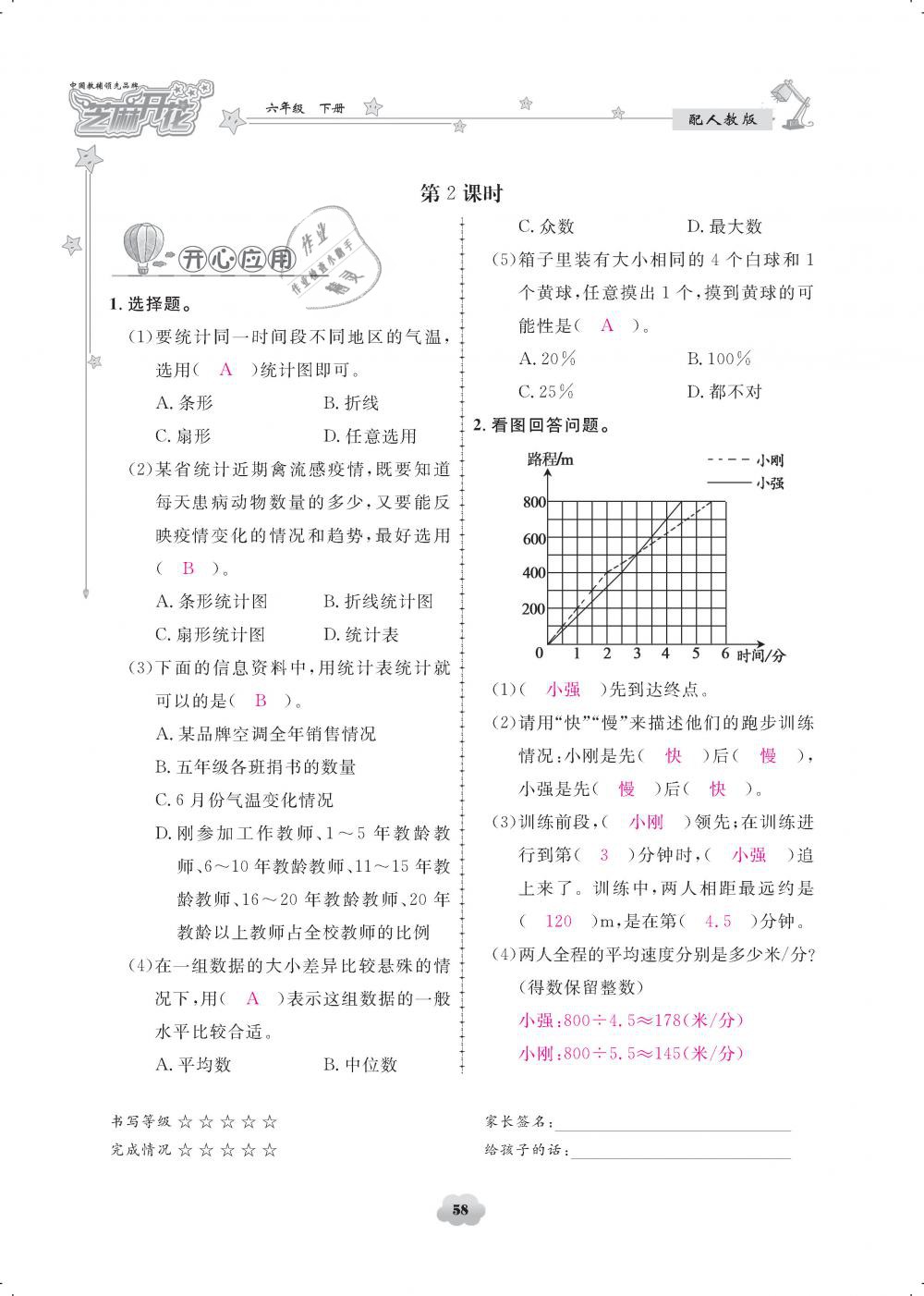 2019年領(lǐng)航新課標(biāo)練習(xí)冊六年級數(shù)學(xué)下冊人教版 第58頁