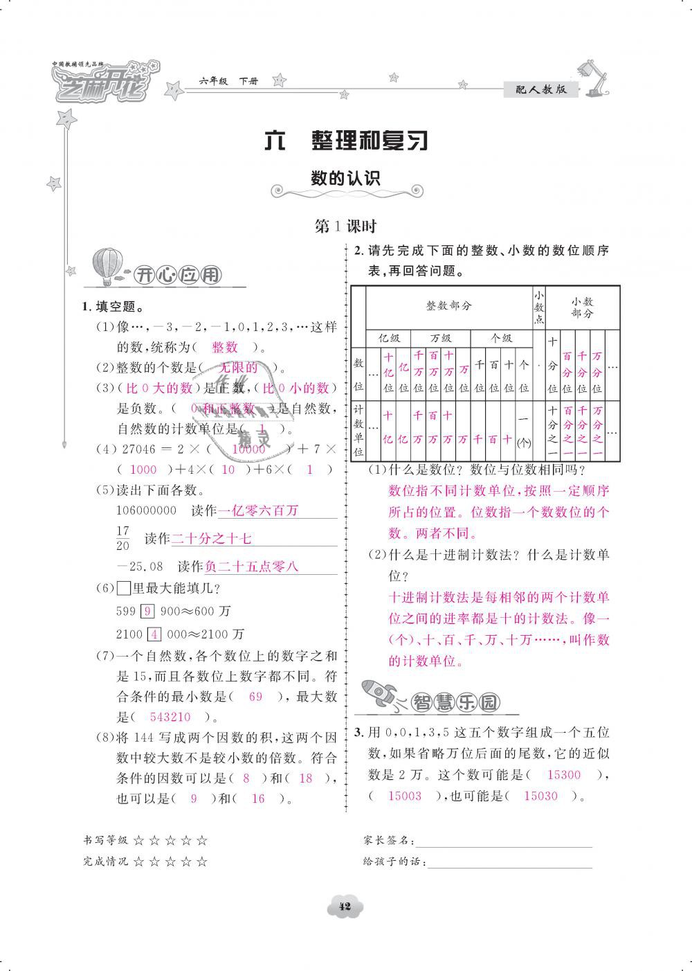 2019年領(lǐng)航新課標(biāo)練習(xí)冊六年級數(shù)學(xué)下冊人教版 第42頁