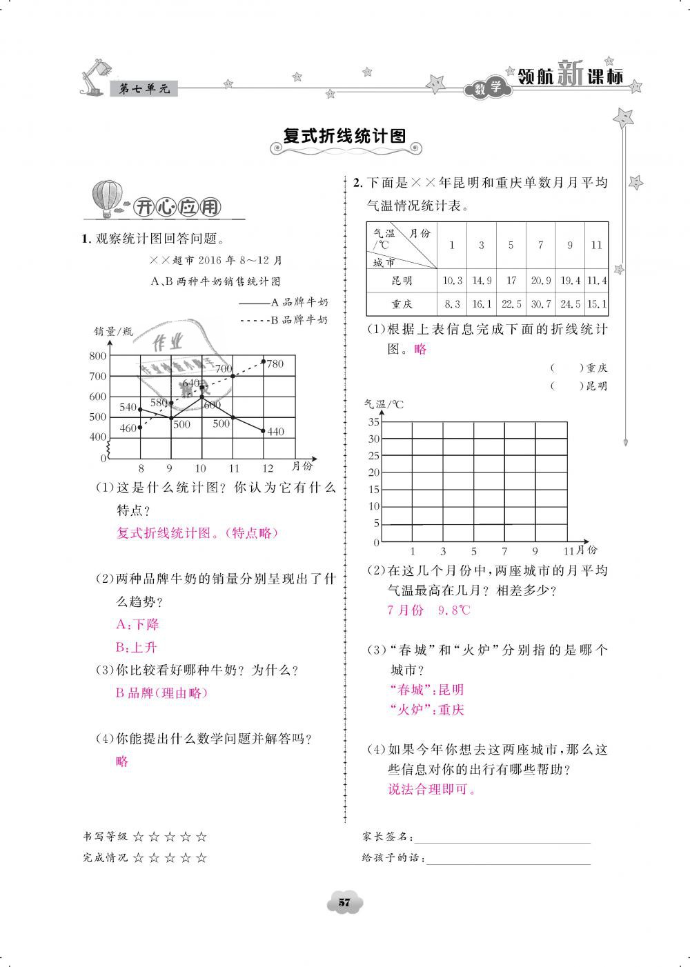 2019年領(lǐng)航新課標(biāo)練習(xí)冊五年級數(shù)學(xué)下冊人教版 第57頁