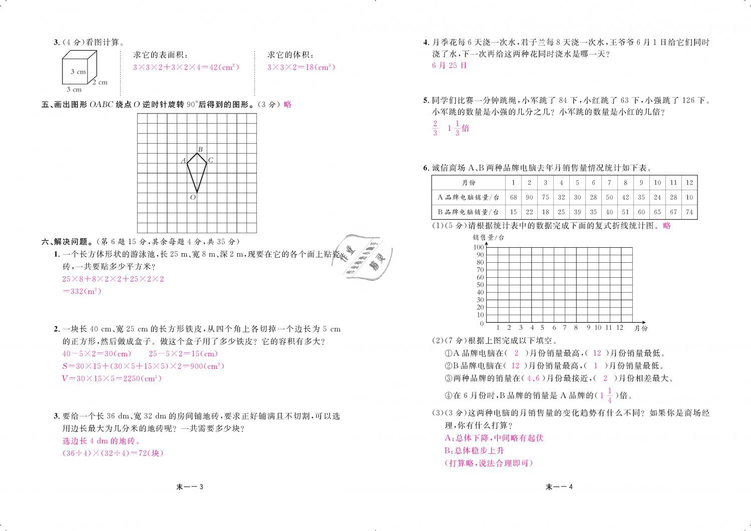 2019年領(lǐng)航新課標(biāo)練習(xí)冊五年級數(shù)學(xué)下冊人教版 第84頁