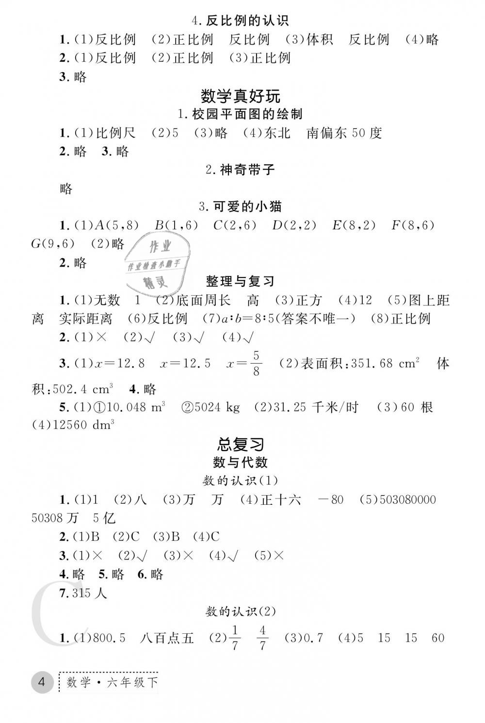 2019年课堂练习册六年级数学下册C版 第4页