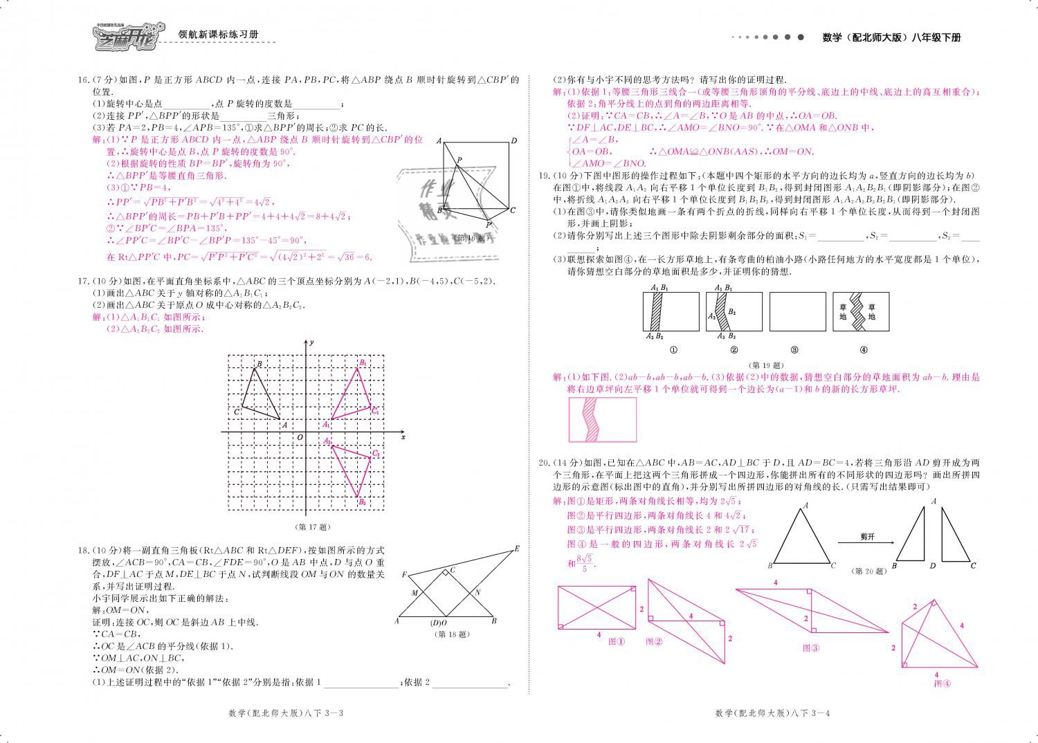 2019年領(lǐng)航新課標練習(xí)冊八年級數(shù)學(xué)下冊北師大版 第124頁