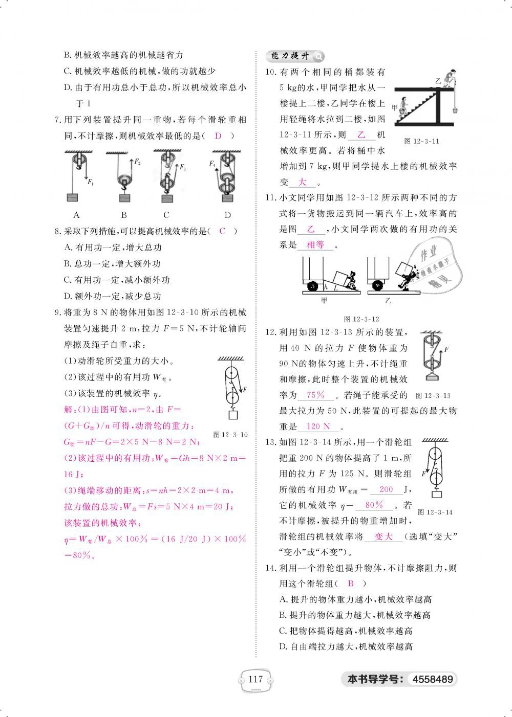 2019年領(lǐng)航新課標(biāo)練習(xí)冊八年級物理下冊人教版 第117頁