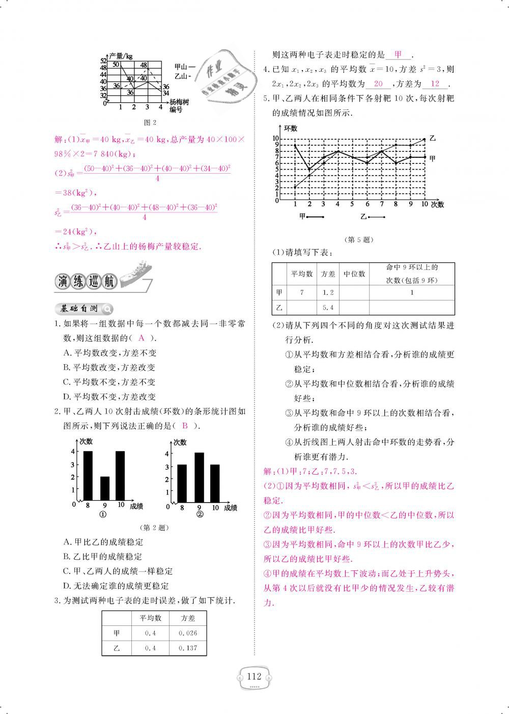 2019年領(lǐng)航新課標(biāo)練習(xí)冊(cè)八年級(jí)數(shù)學(xué)下冊(cè)人教版 第112頁(yè)