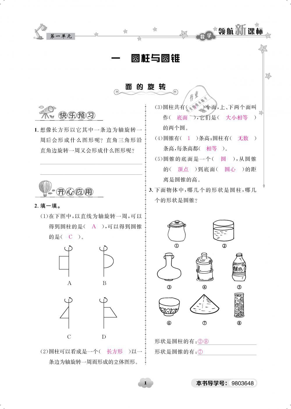 2019年領(lǐng)航新課標(biāo)練習(xí)冊六年級數(shù)學(xué)下冊北師大版 第1頁