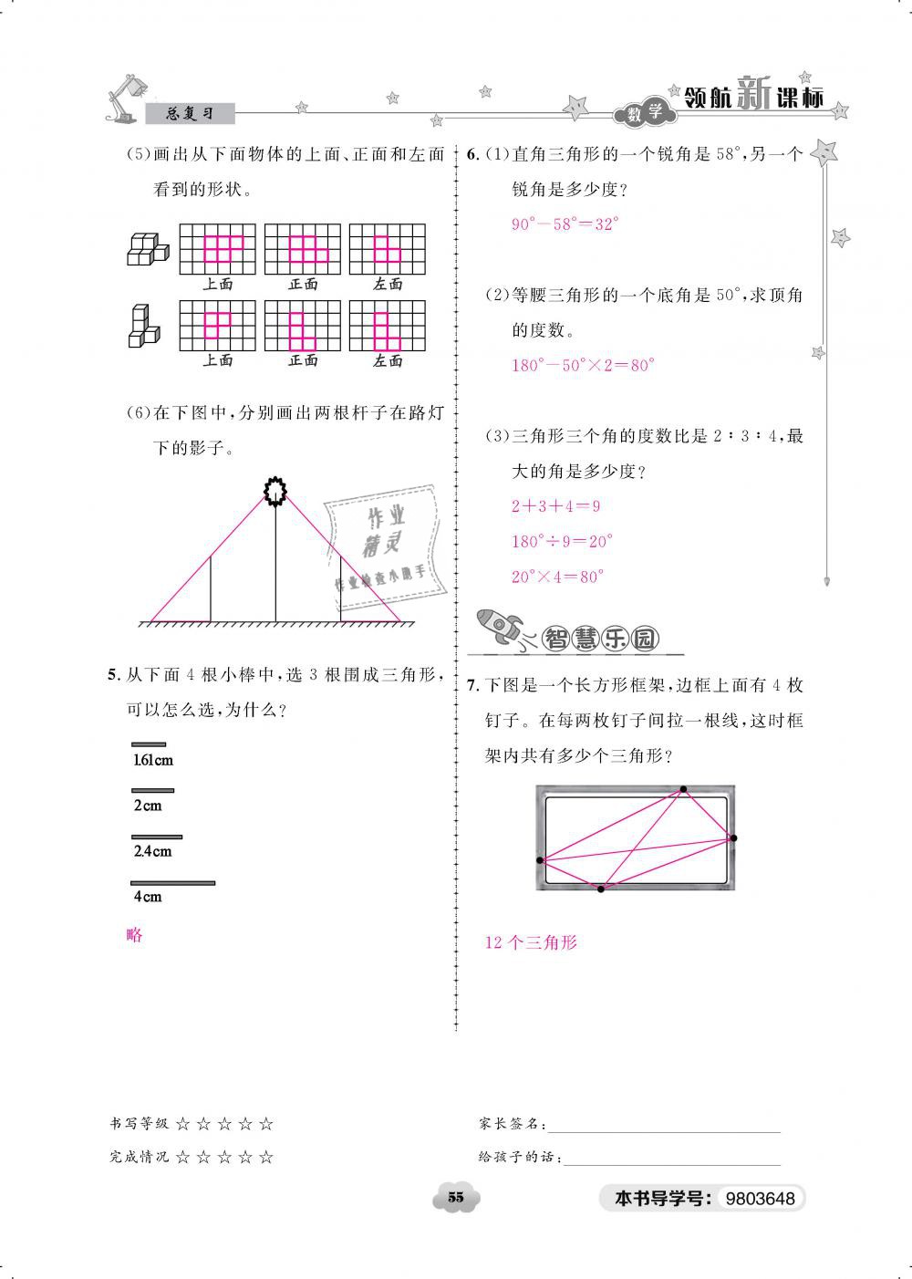 2019年領航新課標練習冊六年級數(shù)學下冊北師大版 第55頁