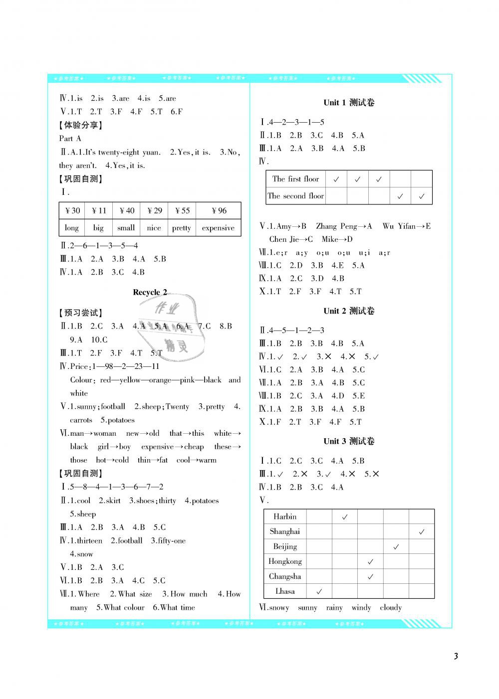 2019年課程基礎(chǔ)訓(xùn)練四年級英語下冊人教版湖南少年兒童出版社 第3頁