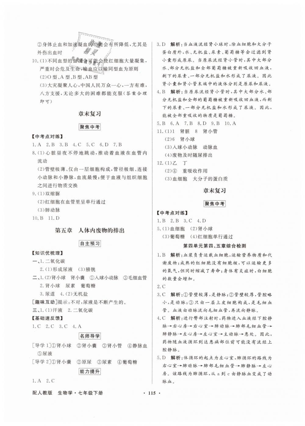 2019年同步导学与优化训练七年级生物学下册人教版 第7页