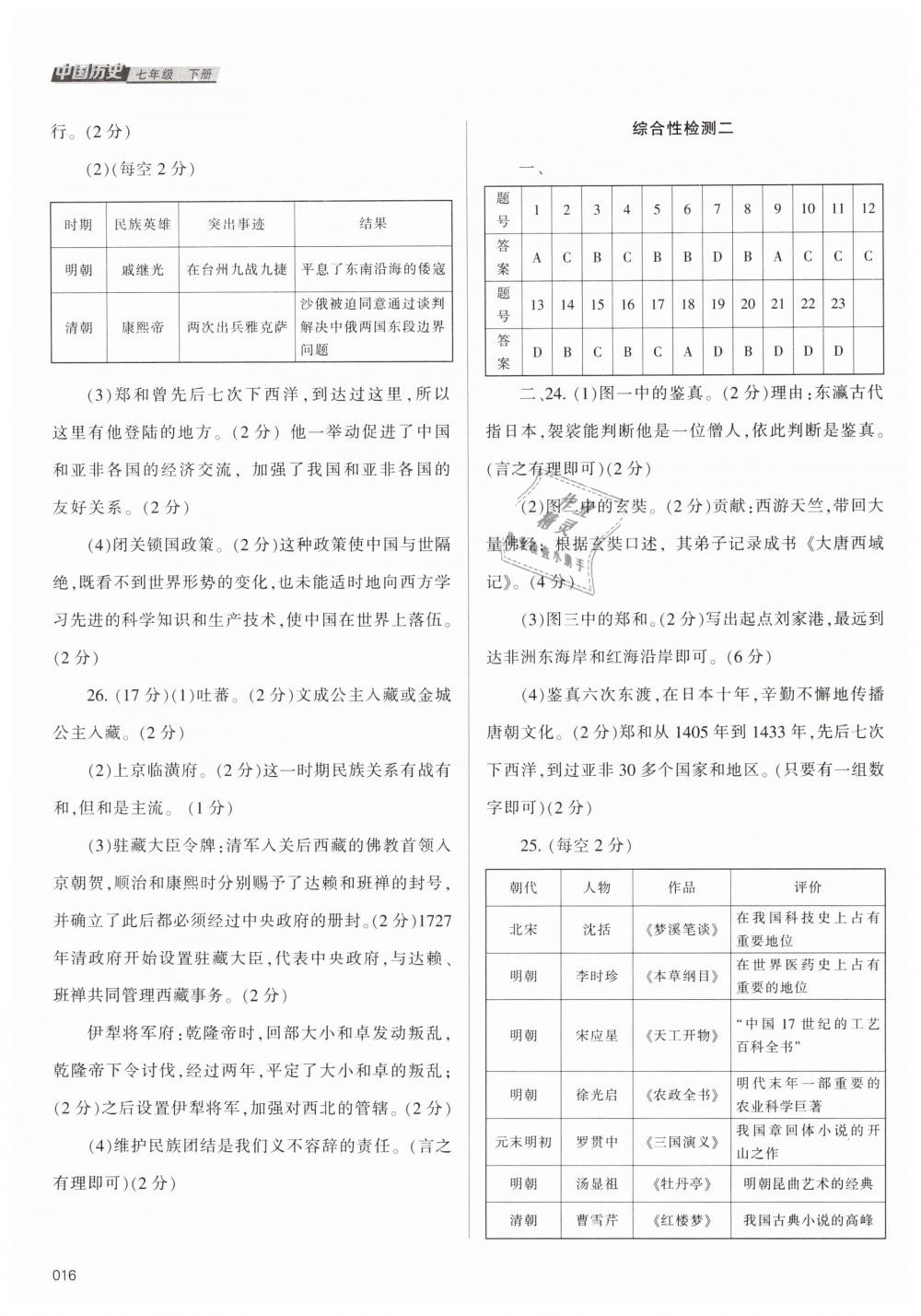 2019年學(xué)習(xí)質(zhì)量監(jiān)測七年級中國歷史下冊人教版 第16頁