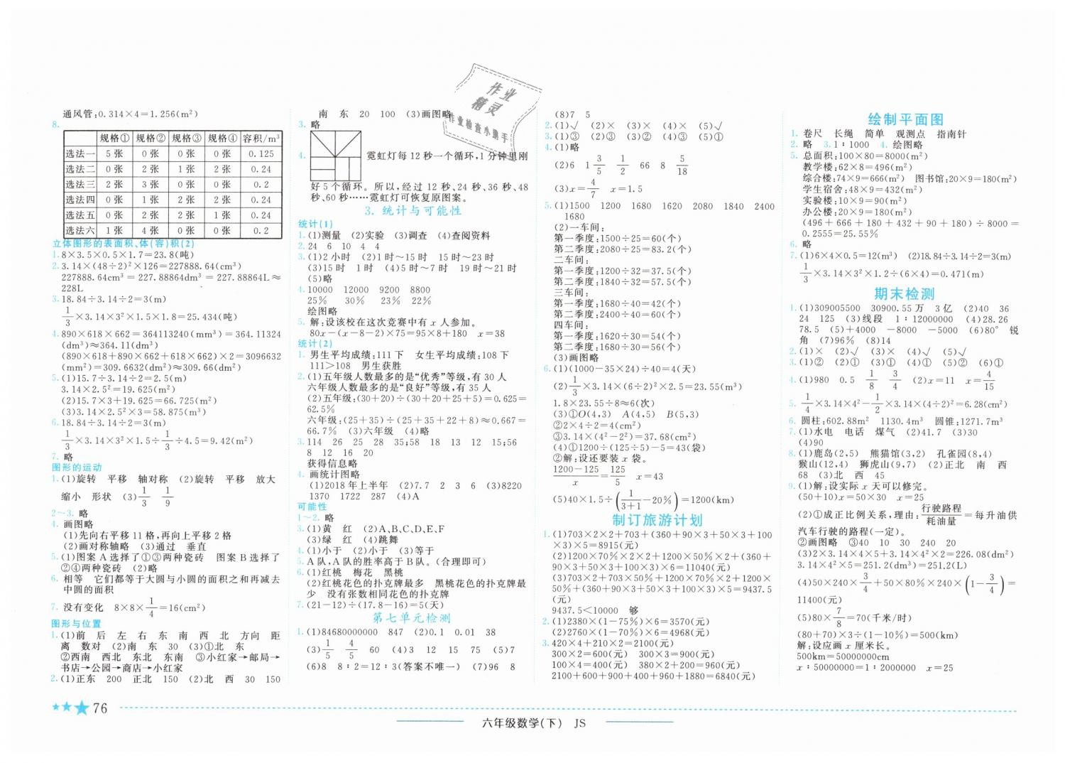 2019年黄冈小状元作业本六年级数学下册江苏版 第6页