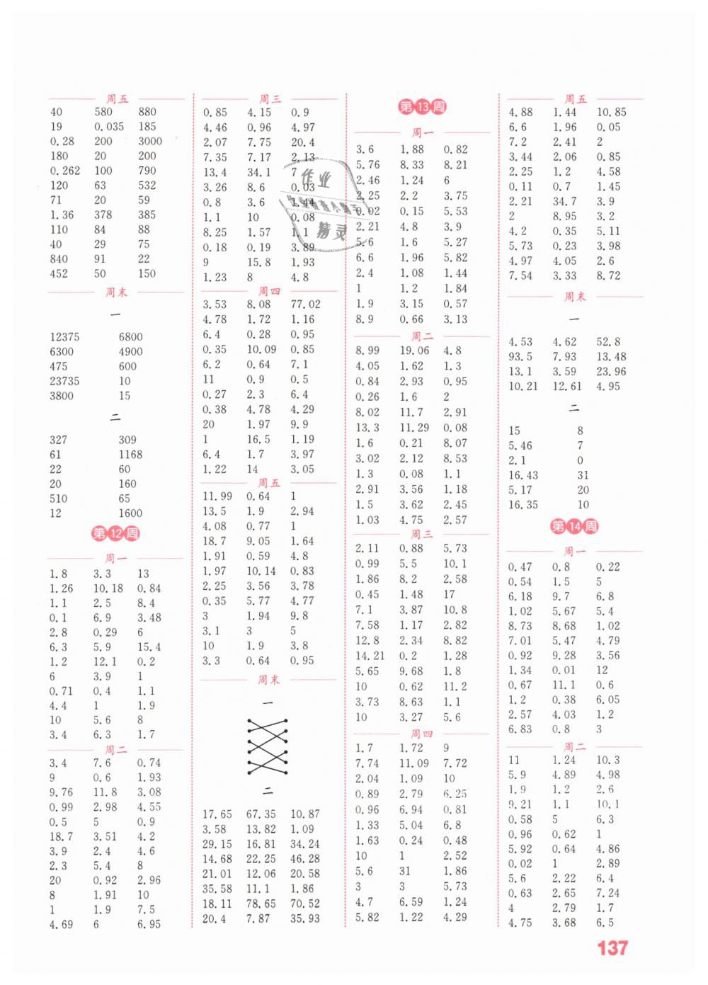 2019年通城學(xué)典小學(xué)數(shù)學(xué)計算能手四年級下冊人教版 第5頁