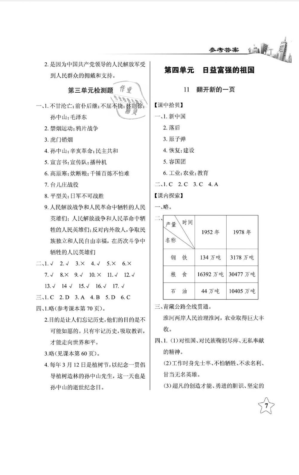 2019年長江作業(yè)本課堂作業(yè)五年級品德與社會下冊鄂教版 第7頁