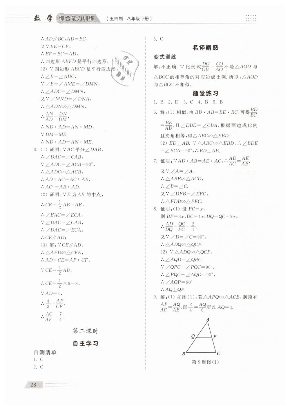 2019年綜合能力訓練八年級數學下冊魯教版五四制 第27頁