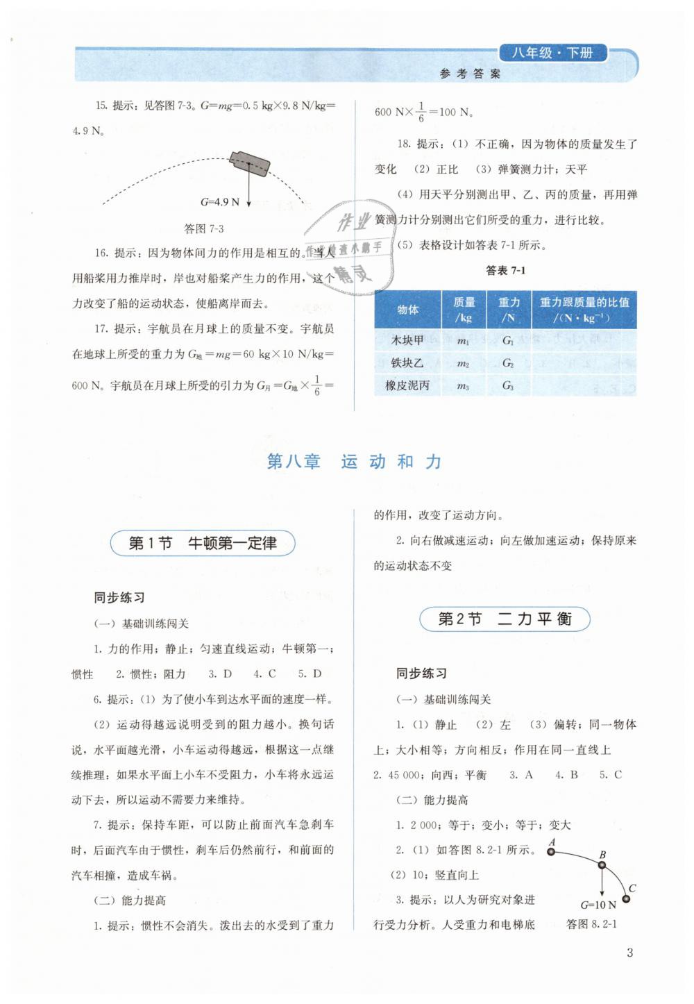 2019年人教金学典同步解析与测评八年级物理下册人教版 第3页