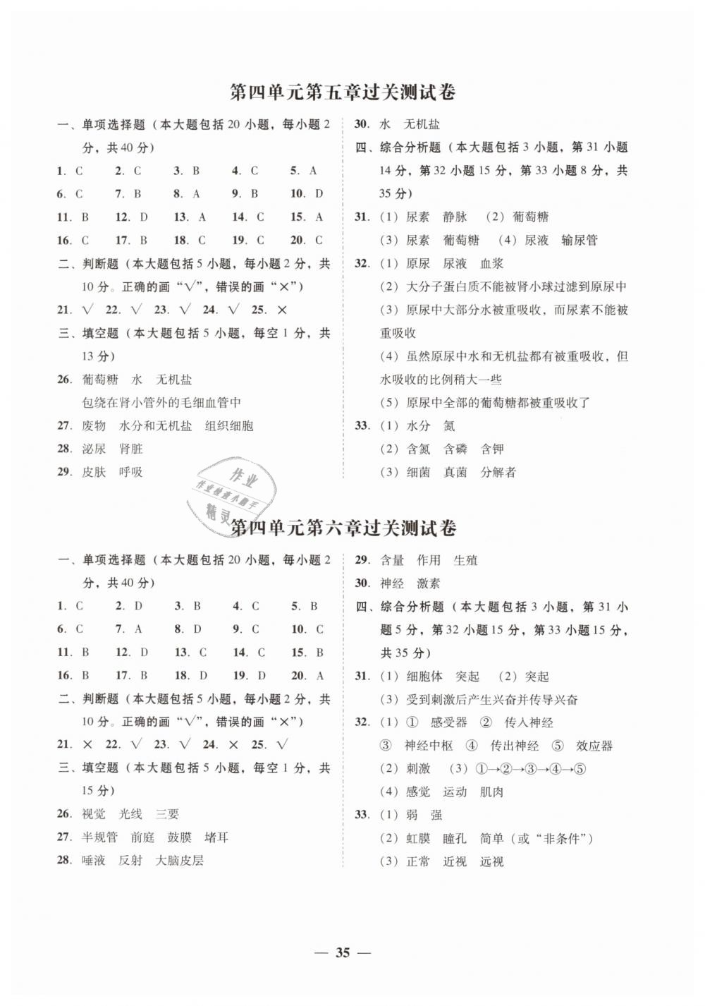 2019年南粤学典学考精练七年级生物学下册人教版 第7页