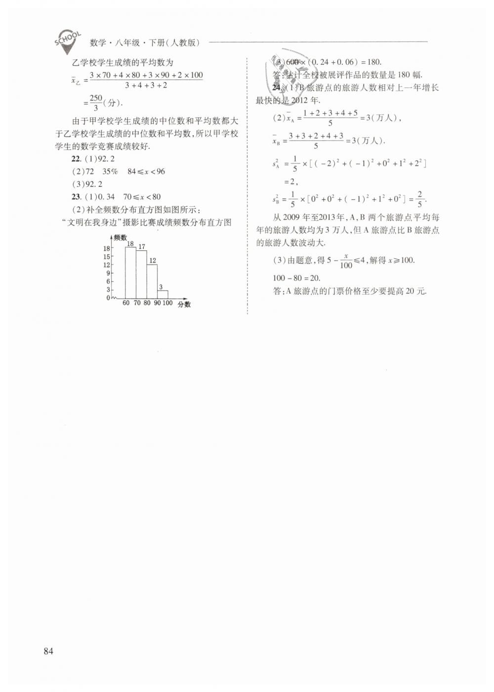 2019年新課程問題解決導(dǎo)學(xué)方案八年級(jí)數(shù)學(xué)下冊(cè)人教版 第84頁