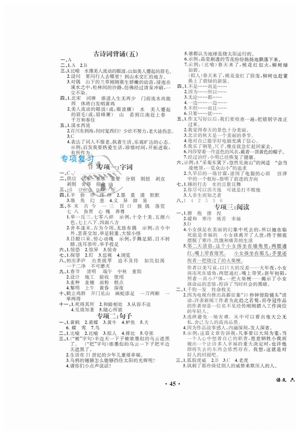 2019年胜券在握同步解析与测评六年级语文下册人教版重庆专版 第9页