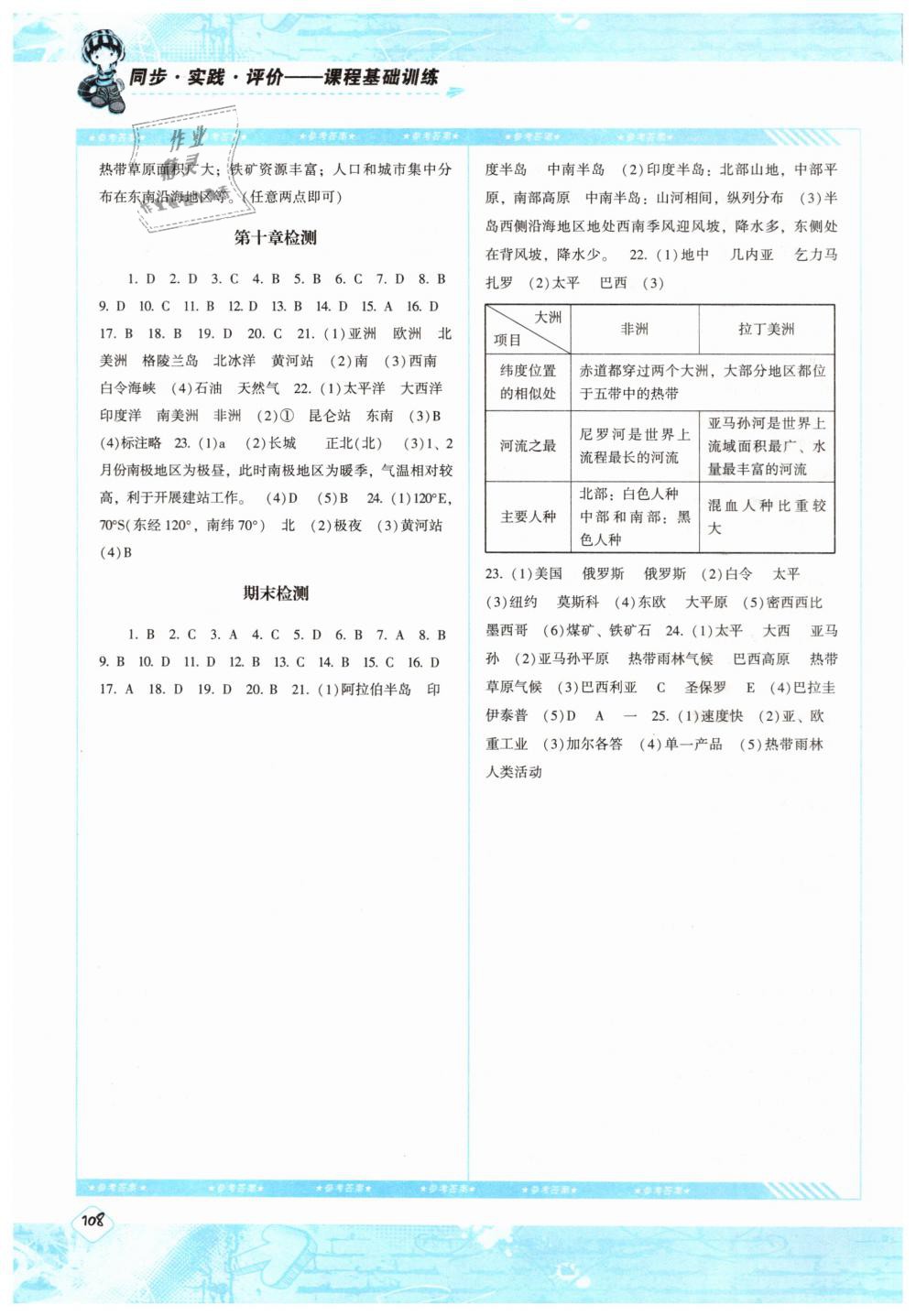 2019年课程基础训练七年级地理下册人教版湖南少年儿童出版社 第9页