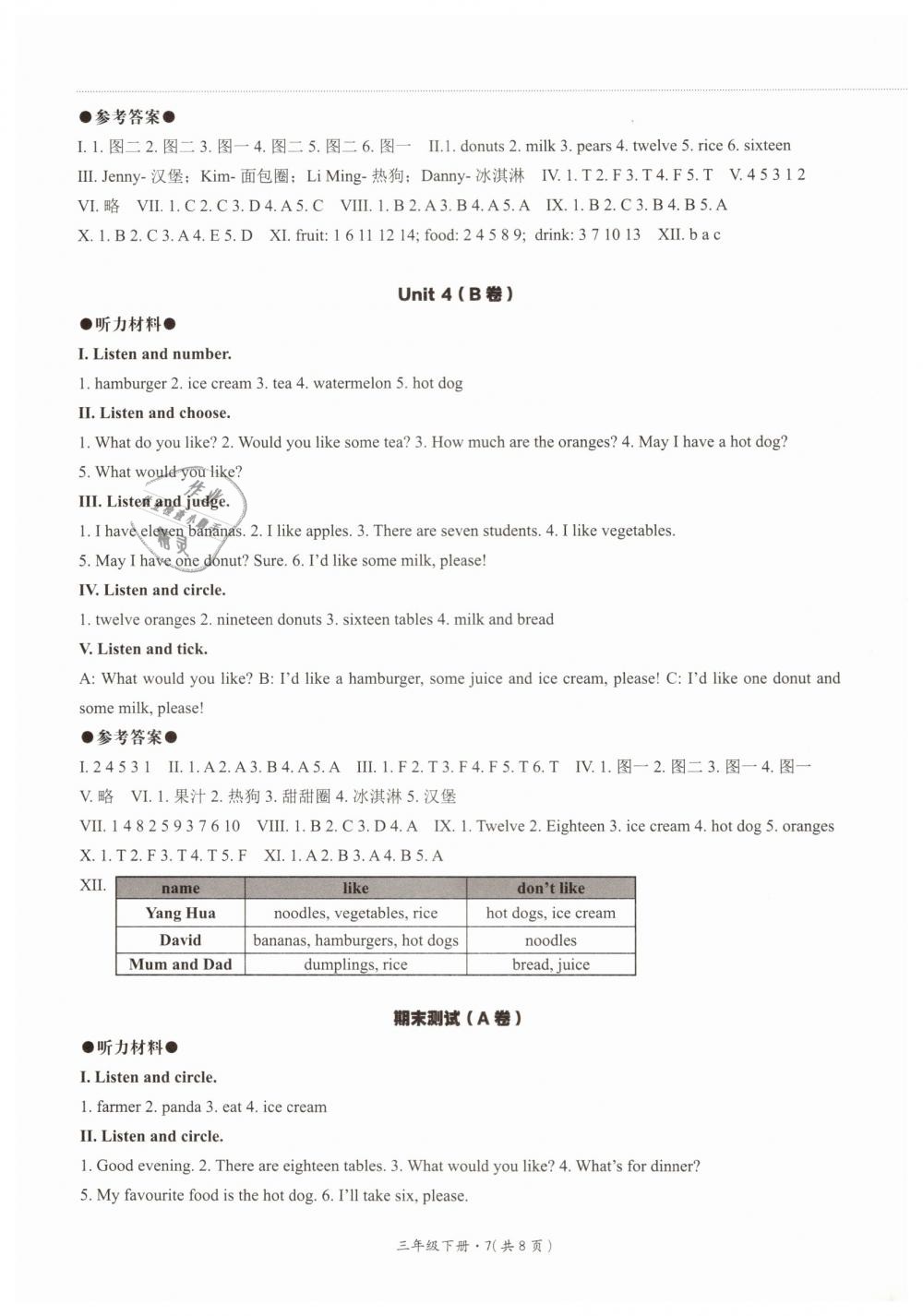 2019年基本功訓練三年級英語下冊冀教版 第7頁