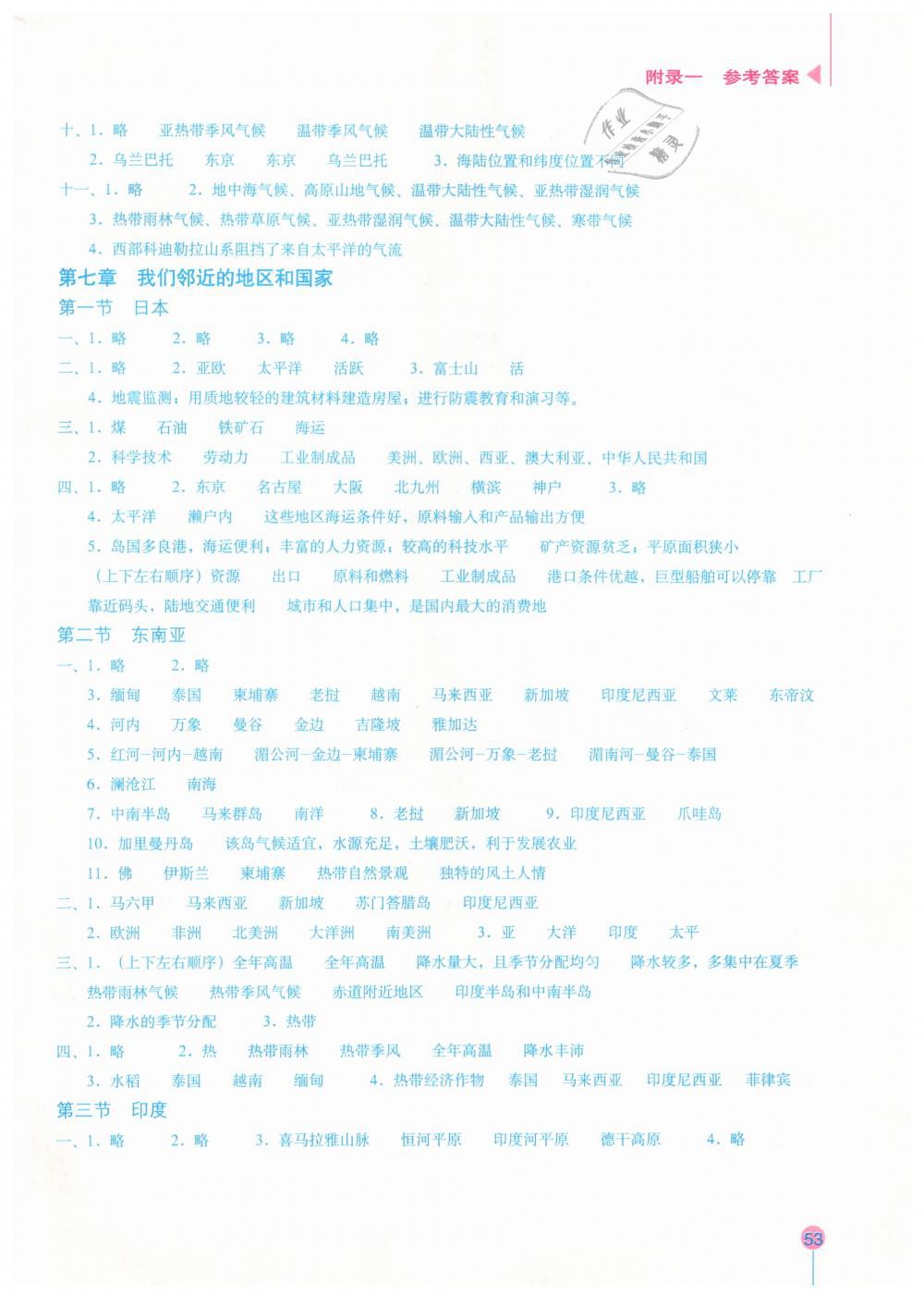 2019年地理填充圖冊七年級下冊人教版 第2頁