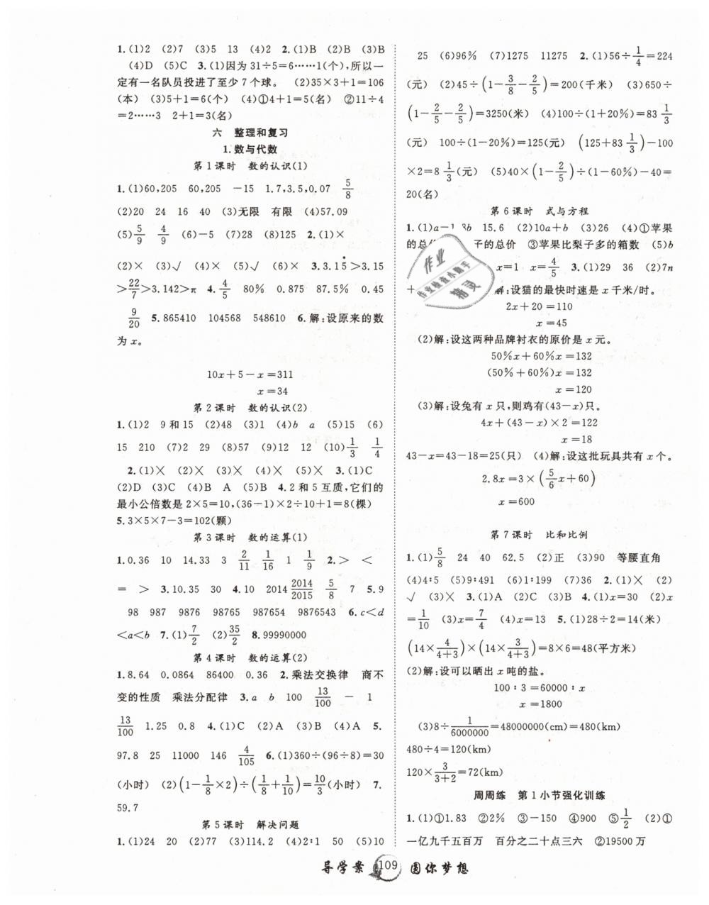 2019年優(yōu)質(zhì)課堂導(dǎo)學(xué)案六年級數(shù)學(xué)下冊人教版 第5頁