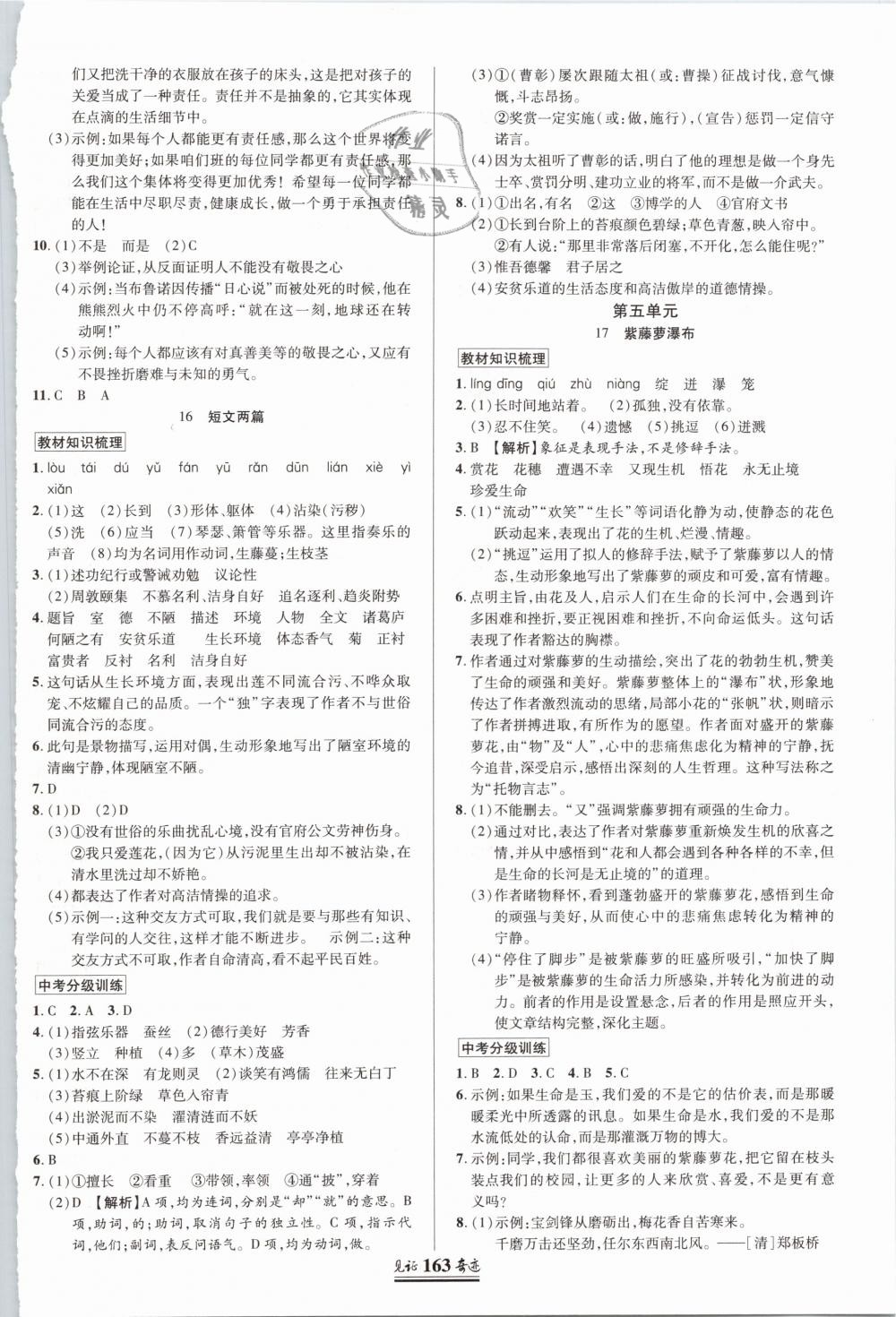 2019年見證奇跡英才學(xué)業(yè)設(shè)計與反饋七年級語文下冊人教版 第10頁