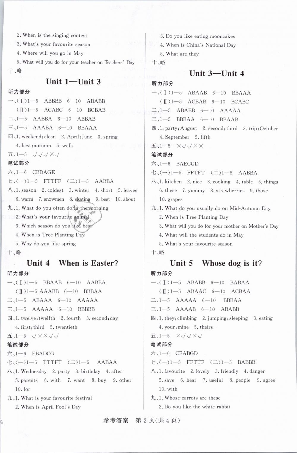 2019年狀元坊全程突破導(dǎo)練測五年級英語下冊人教版 第12頁