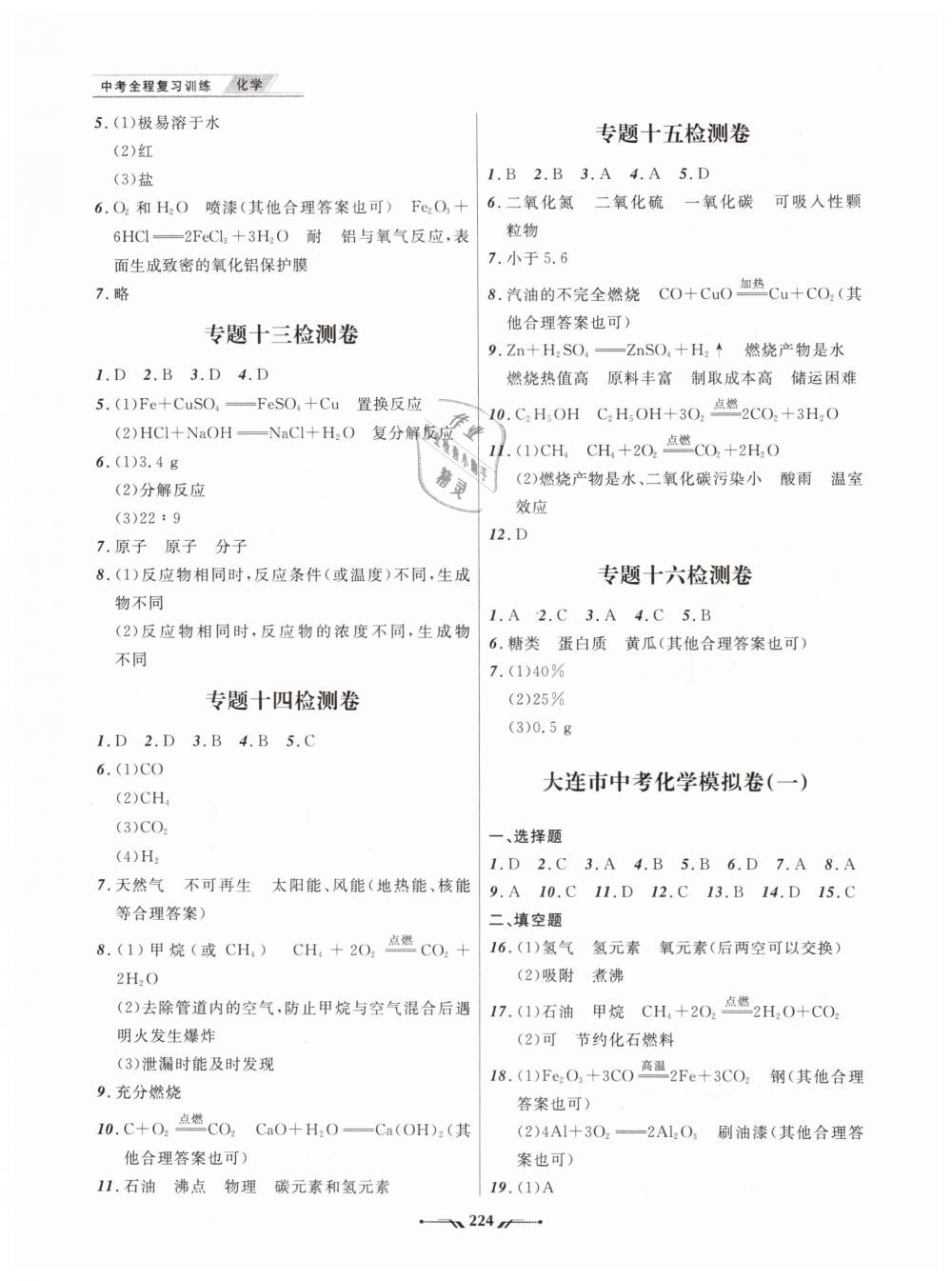 2019年中考全程复习训练化学大连专版 第30页