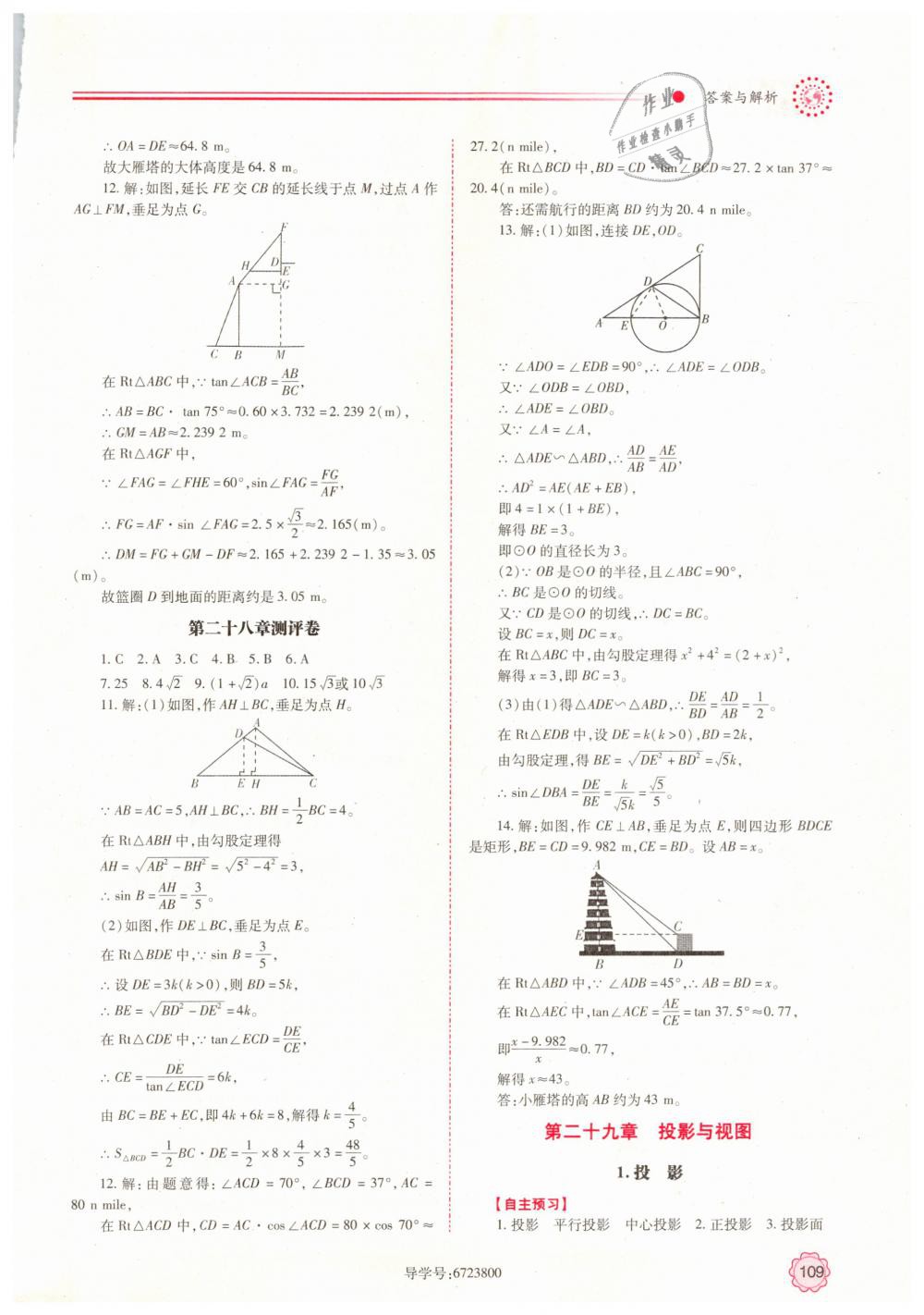 2019年绩优学案九年级数学下册人教版 第15页