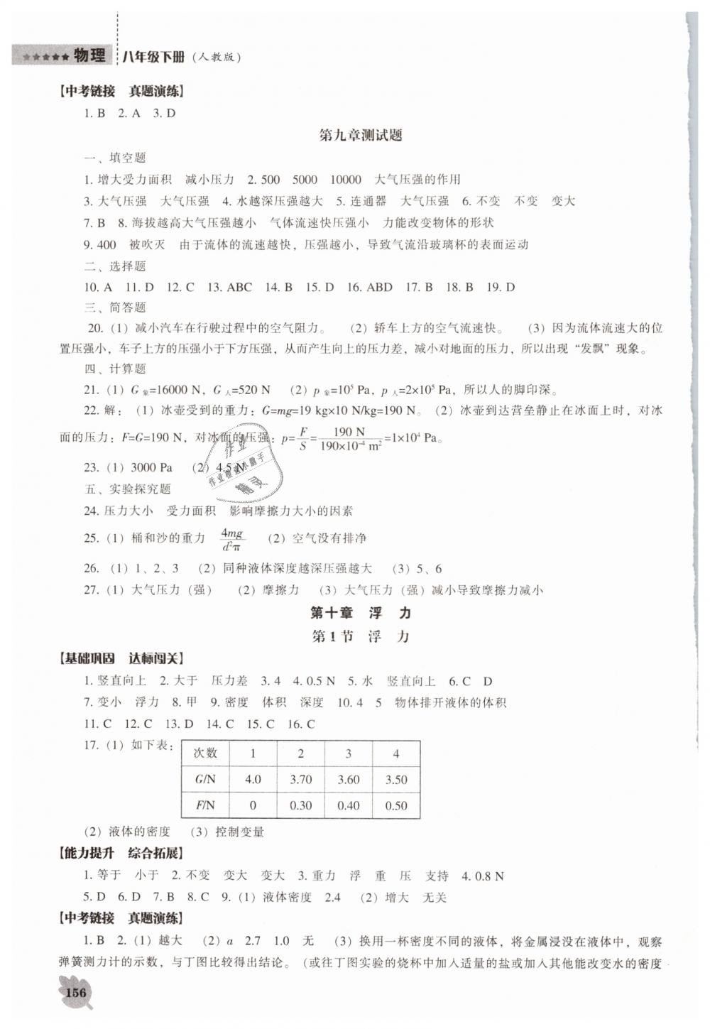 2019年新课程物理能力培养八年级下册人教版 第8页