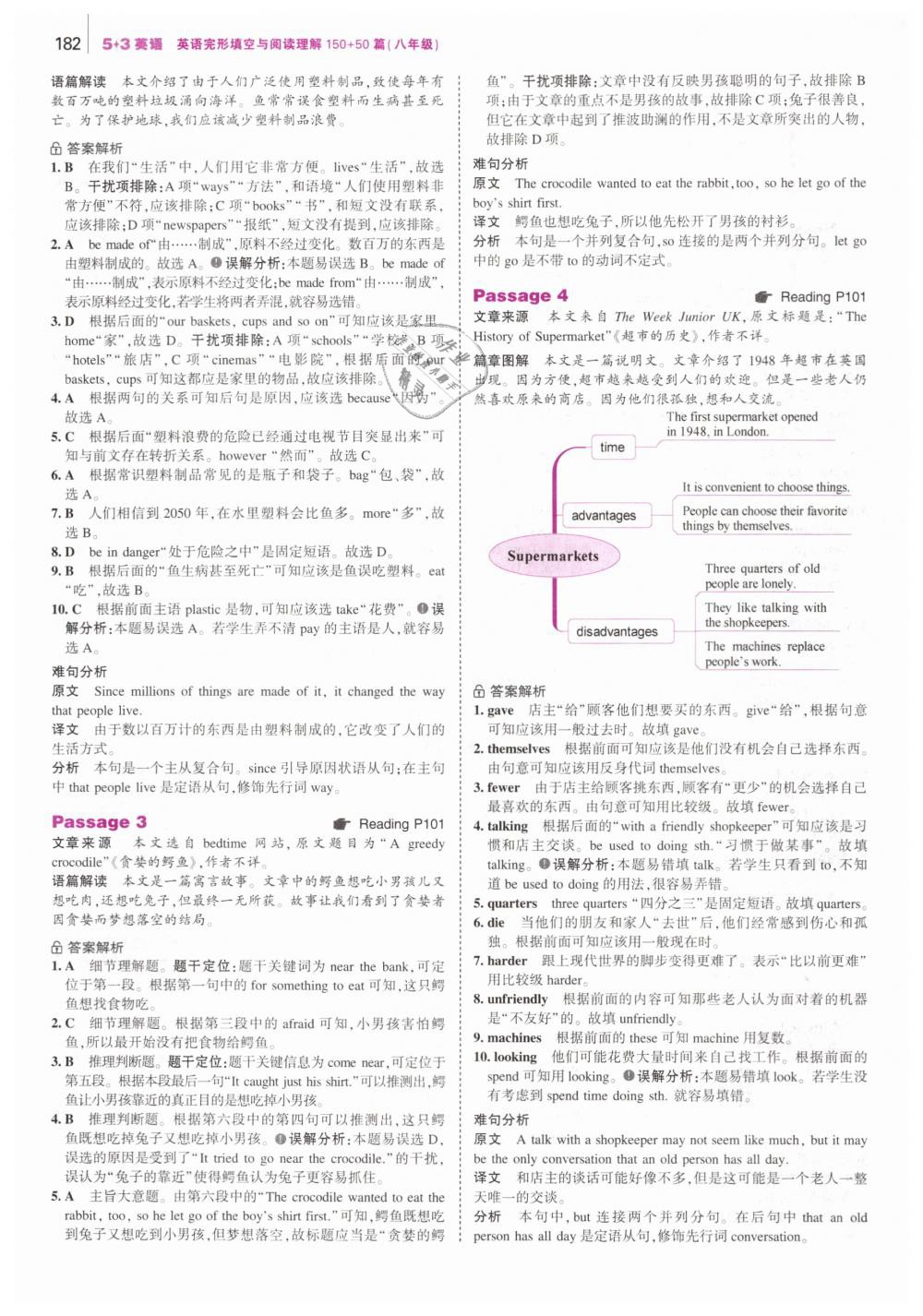 2019年53English英語(yǔ)完形填空與閱讀理解八年級(jí) 第40頁(yè)