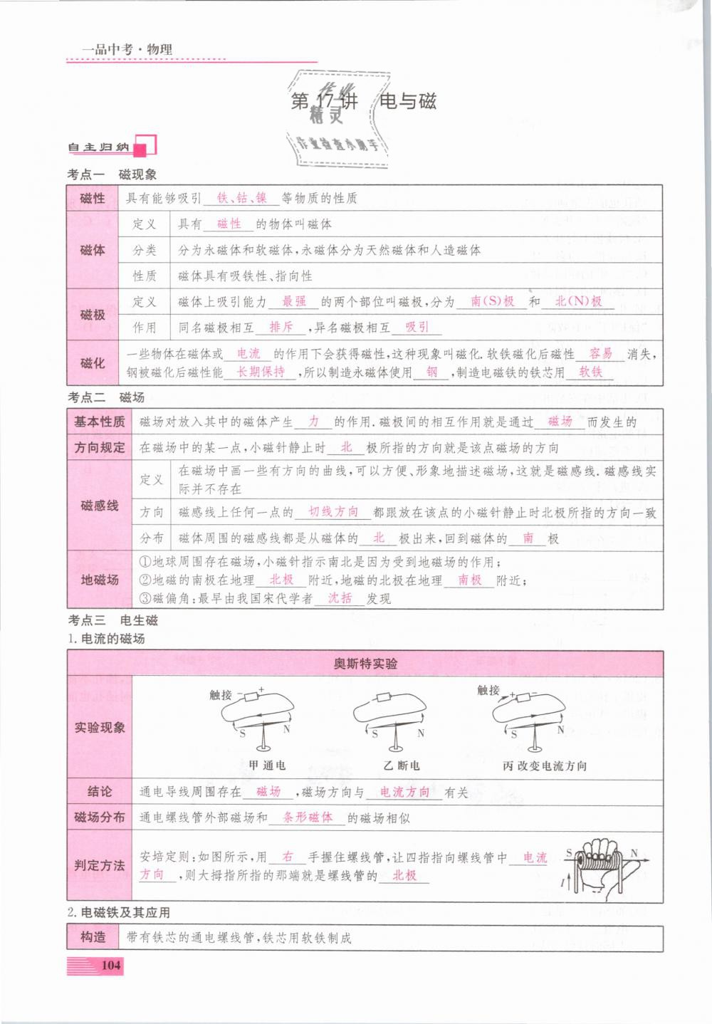 2019年新動(dòng)力一品中考物理螺旋學(xué)習(xí)法 第104頁(yè)