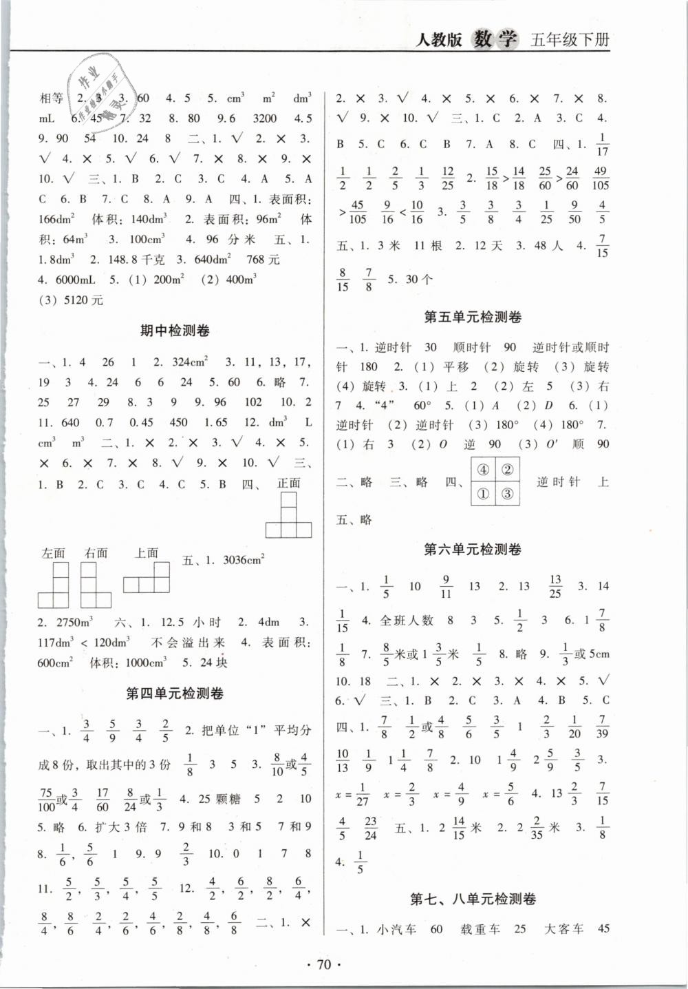 2019年名校名师培优作业本加核心试卷五年级数学下册人教版 第6页