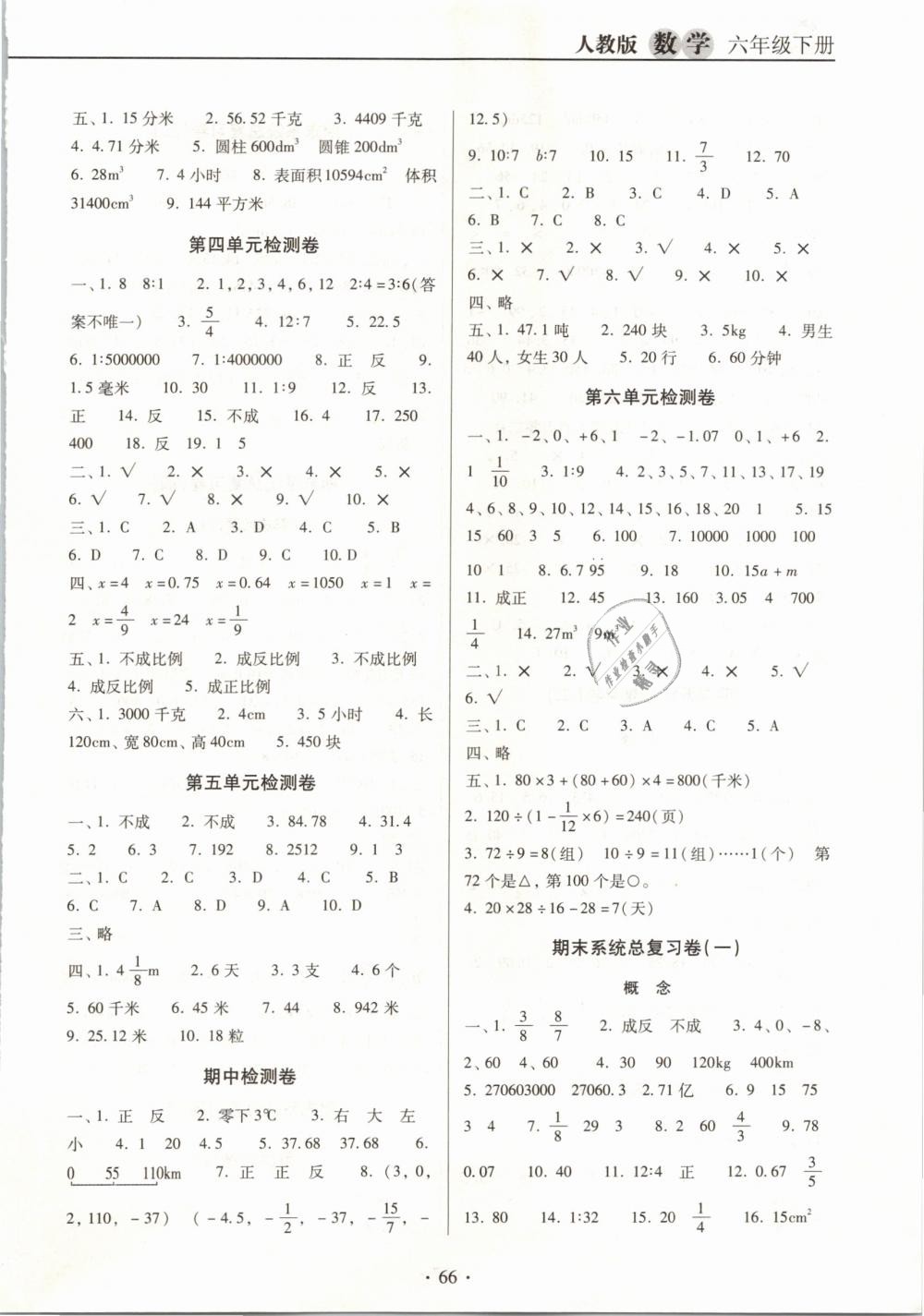 2019年名校名師培優(yōu)作業(yè)本加核心試卷六年級數(shù)學下冊人教版 第6頁