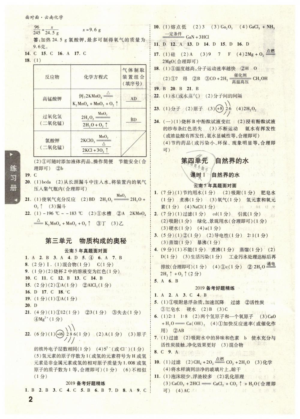 2019年云南中考面對(duì)面九年級(jí)化學(xué) 第2頁(yè)