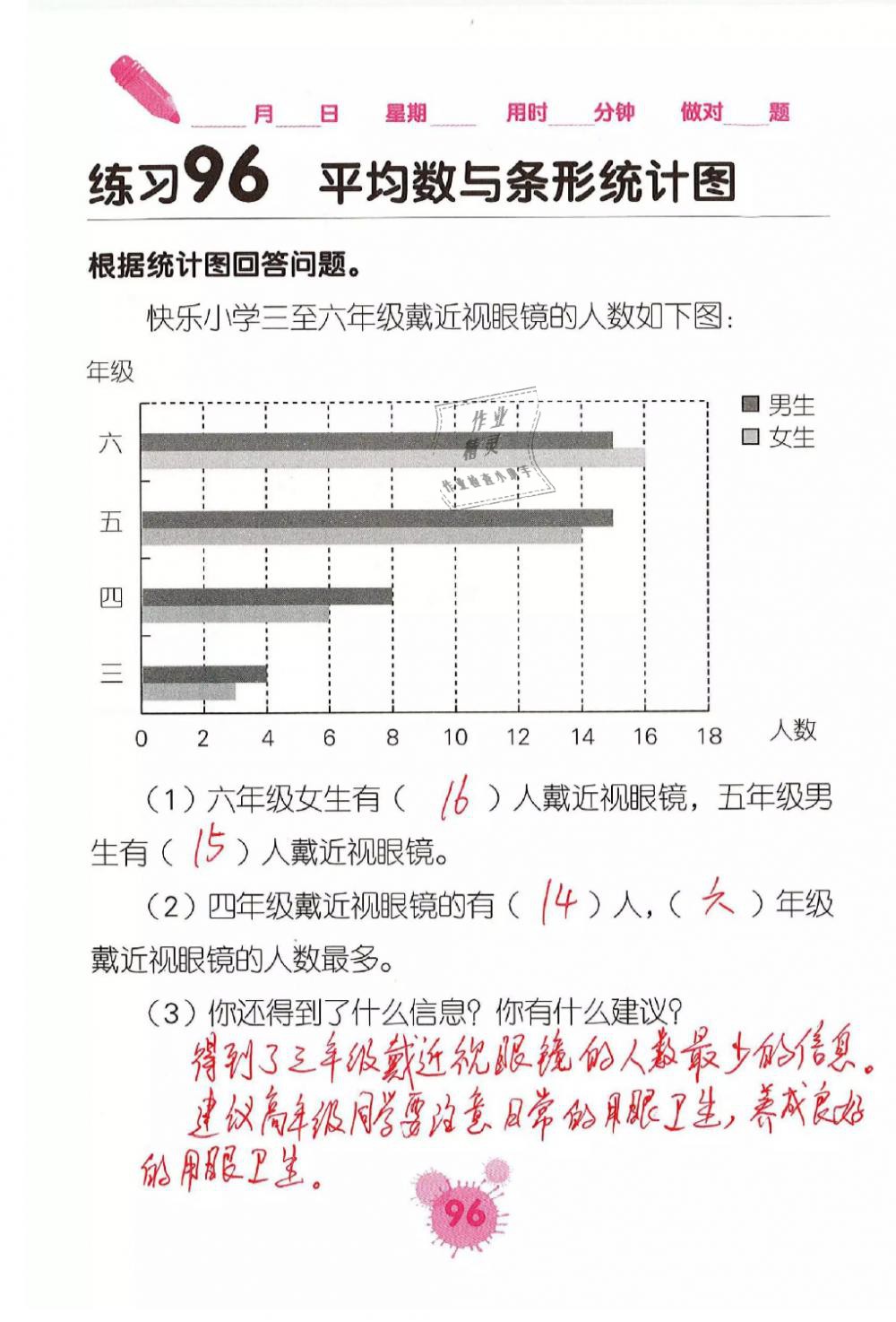 2019年口算天天練口算題卡四年級數(shù)學(xué)下冊人教版 第96頁