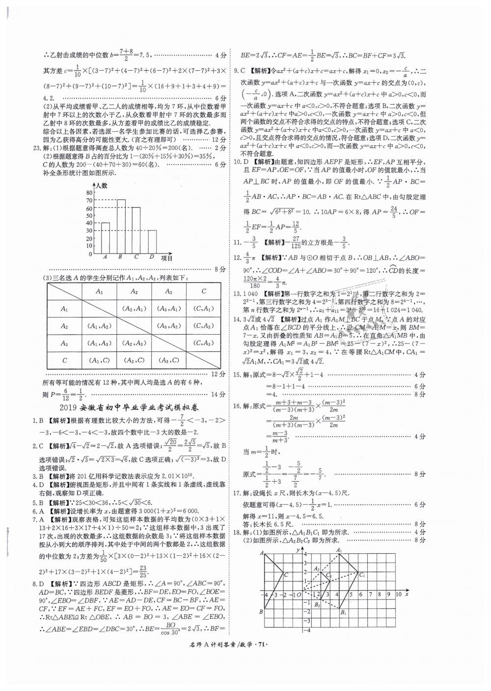 2019年安徽中考總復(fù)習名師A計劃九年級數(shù)學(xué) 第71頁