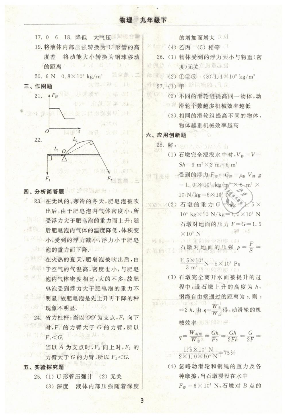 2019年伴你學(xué)習(xí)新課程單元過關(guān)練習(xí)九年級物理下冊魯教版 第3頁