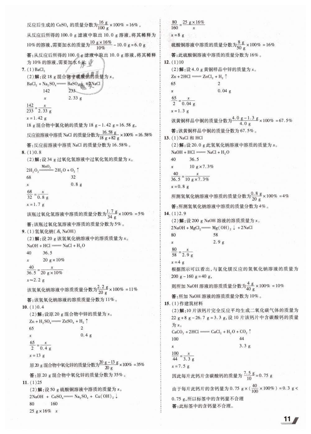 2019年陕西中考加速度九年级化学 第11页