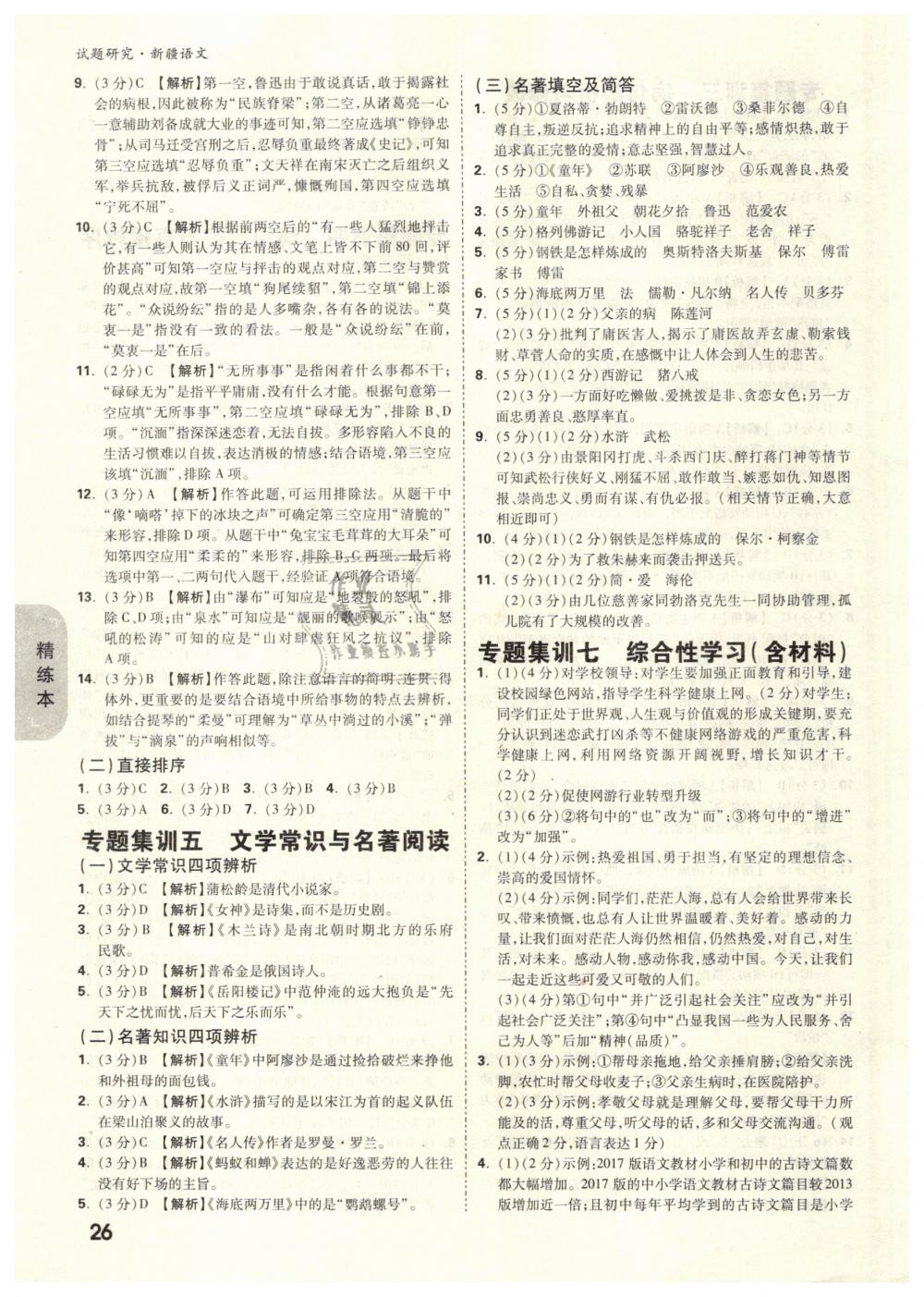 2019年萬(wàn)唯教育中考試題研究九年級(jí)語(yǔ)文新疆專(zhuān)版 第26頁(yè)