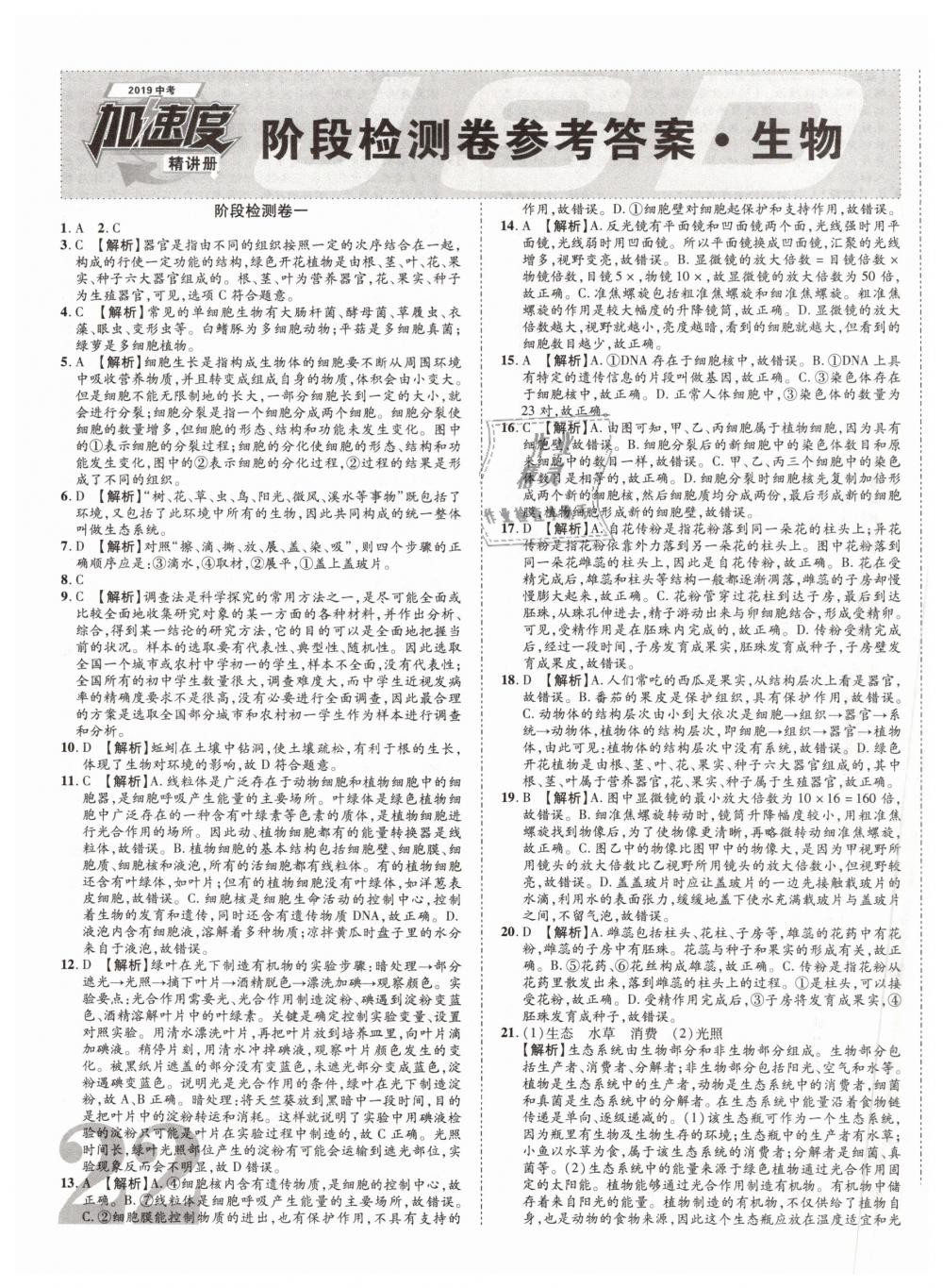 2019年中考加速度九年级生物 第43页