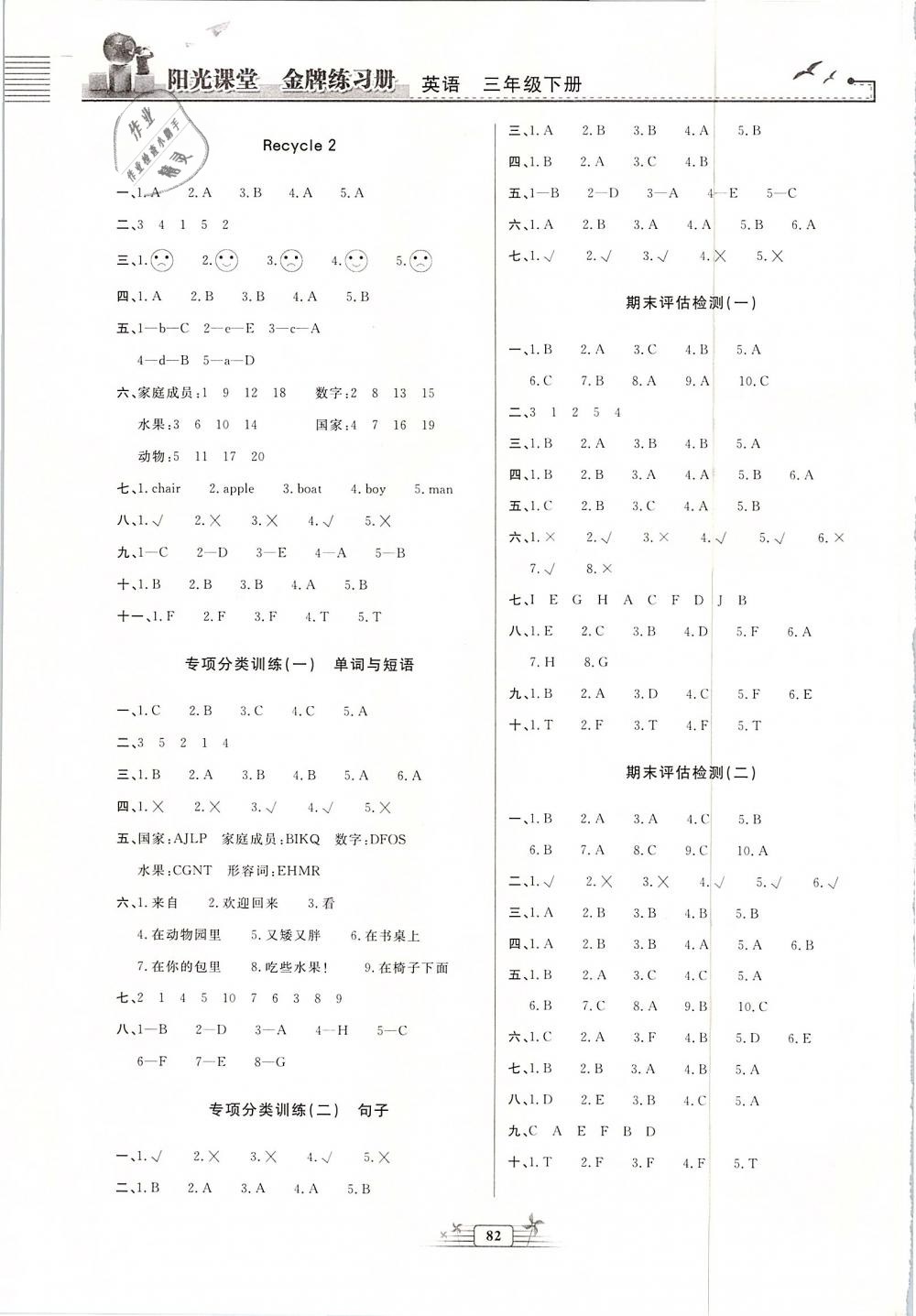 2019年陽(yáng)光課堂金牌練習(xí)冊(cè)三年級(jí)英語(yǔ)下冊(cè)人教版河北專版 第10頁(yè)