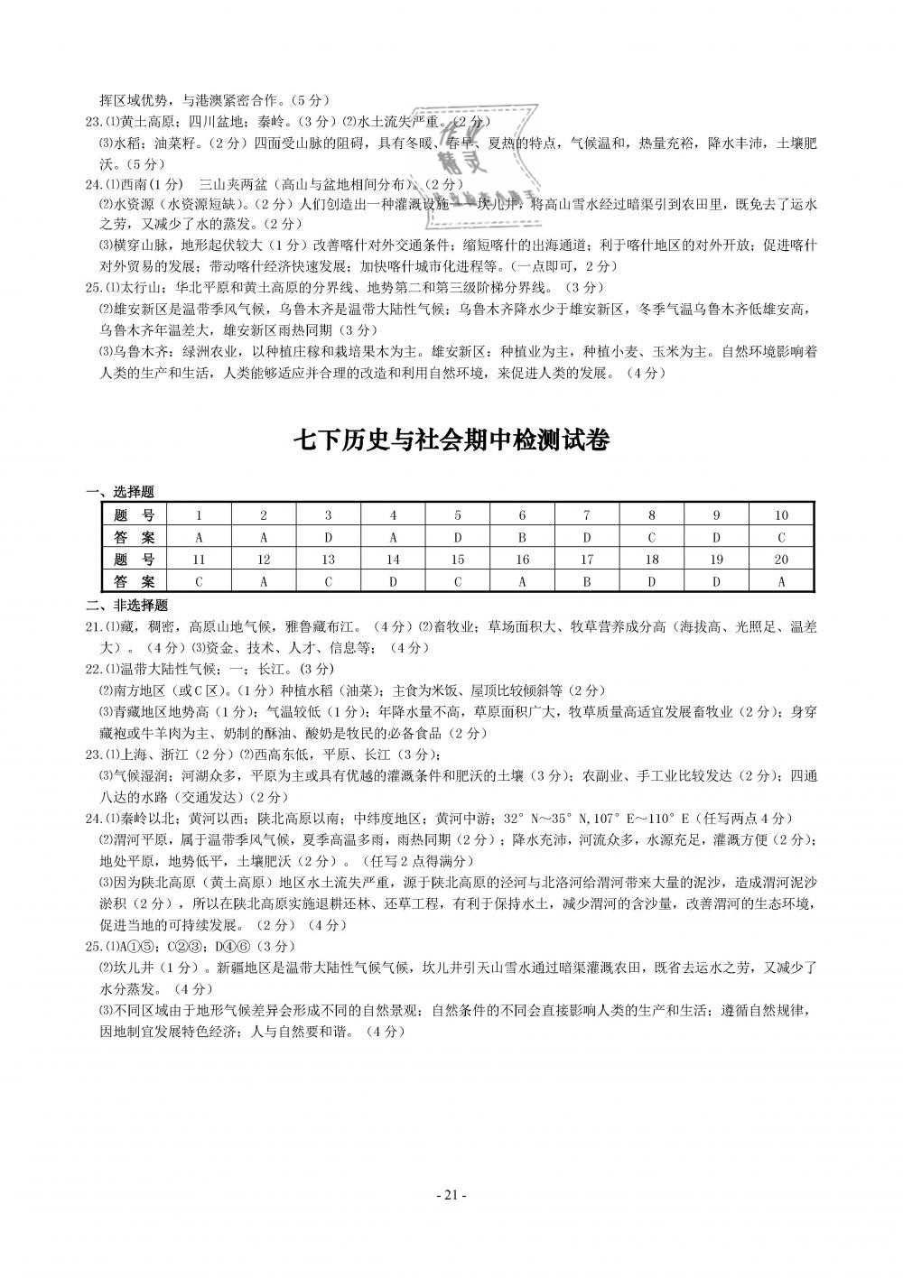 2019年精講精練七年級(jí)歷史與社會(huì)道德與法治下冊(cè) 第21頁(yè)