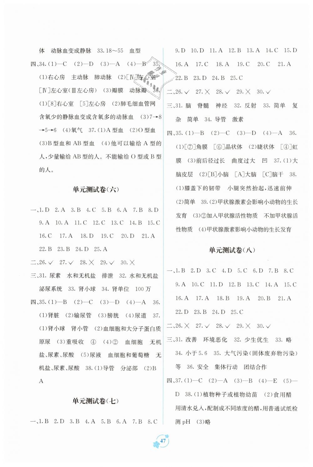 2019年自主學(xué)習(xí)能力測評單元測試七年級生物下冊A版 第3頁