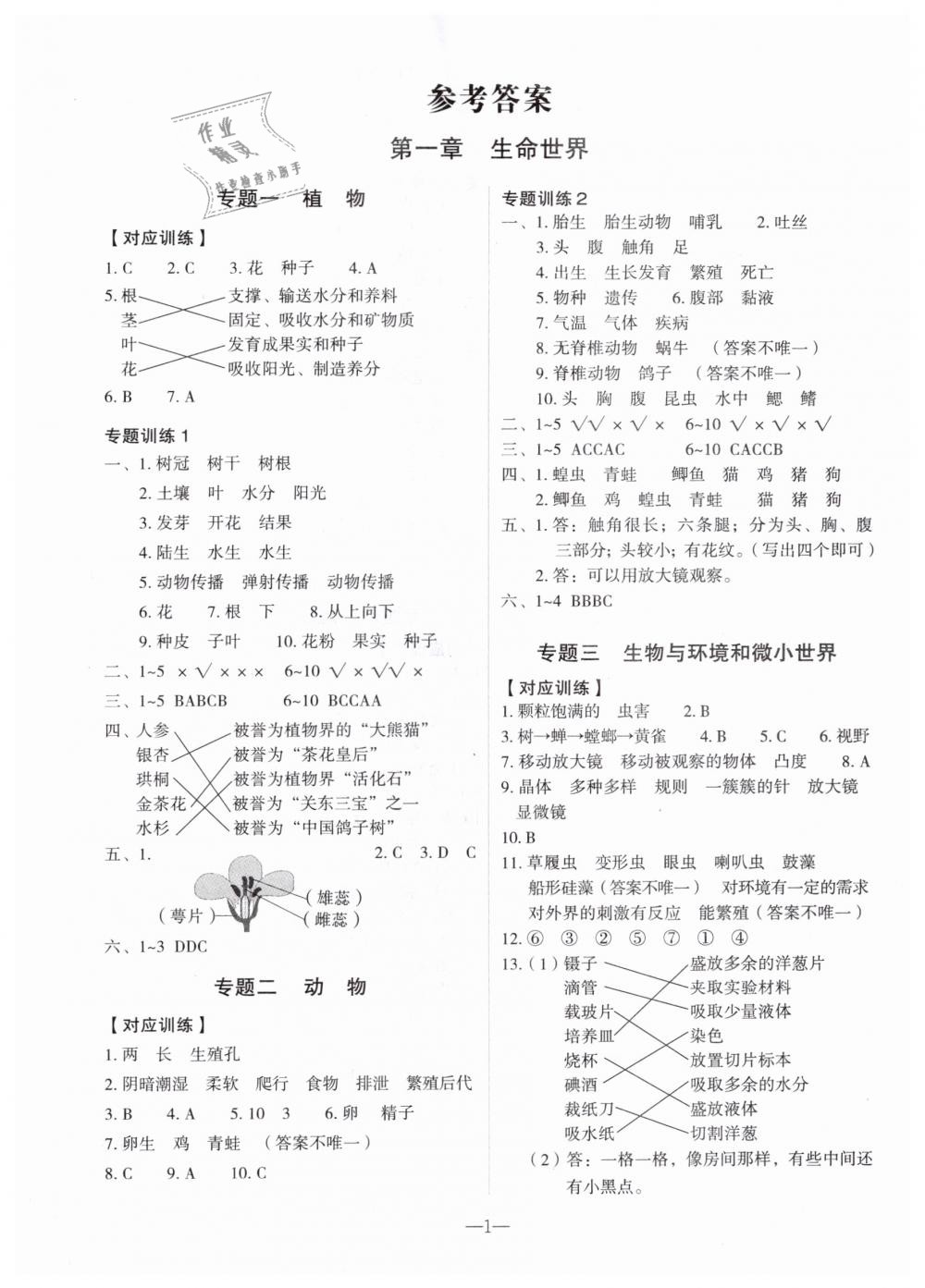 2019年名師面對(duì)面小考滿分特訓(xùn)方案六年級(jí)科學(xué) 第1頁(yè)