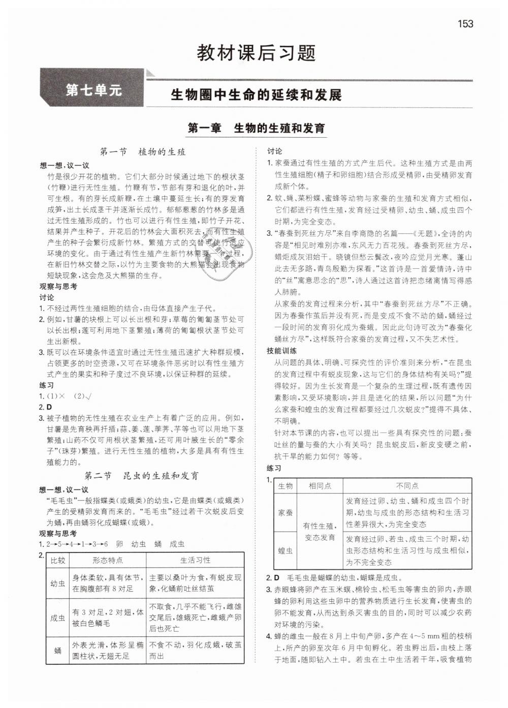 2019年一本八年級(jí)生物下冊(cè)人教版 第33頁(yè)