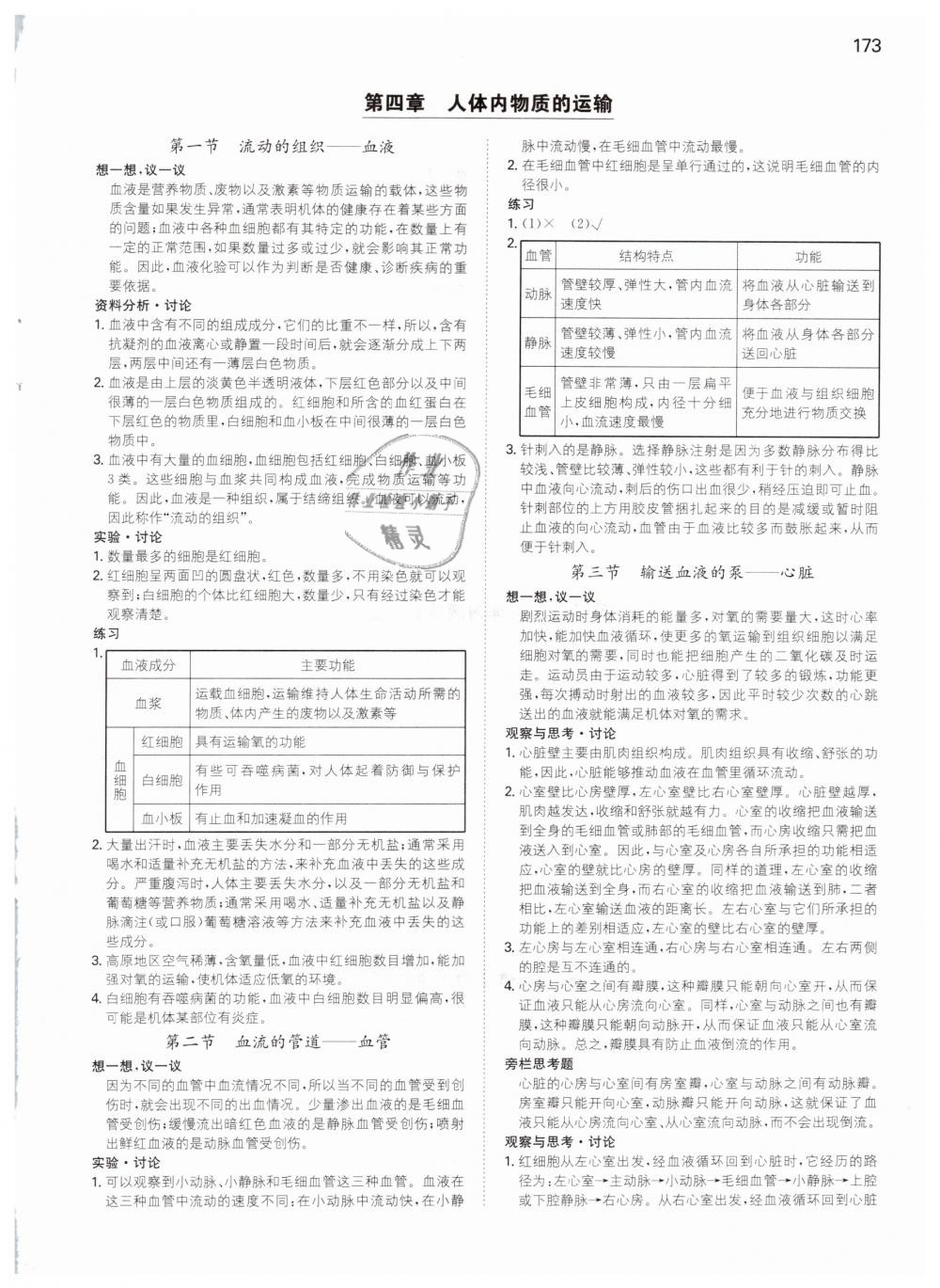 2019年一本七年級生物下冊人教版 第37頁